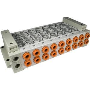 SS5Y9-43*, 9000 Series, Stacking Manifold, DIN Rail Mount, Base Mounted