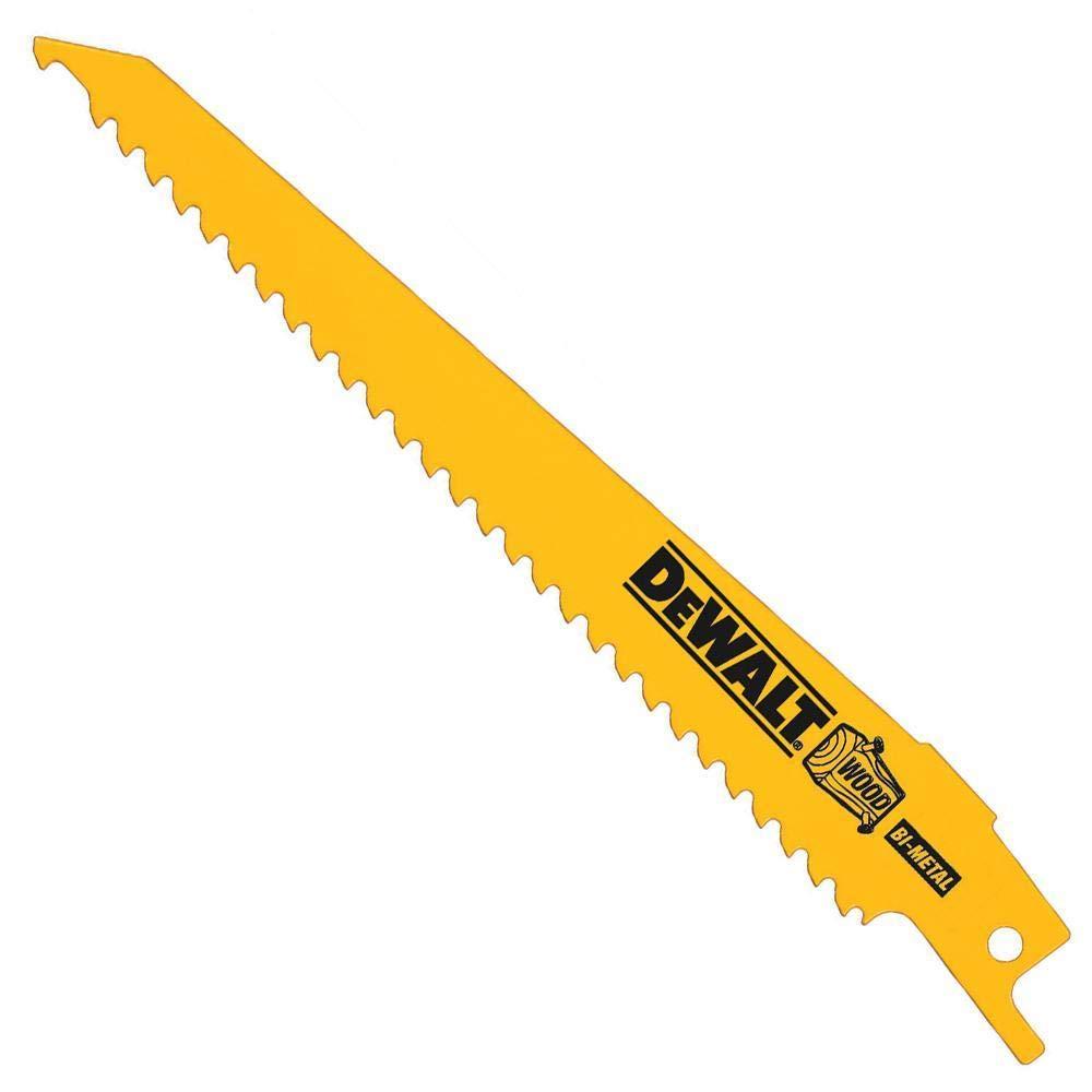 DEWALT Reciprocating Saw Blades, Taper Back, 6-Inch, 6 TPI, 5-Pack