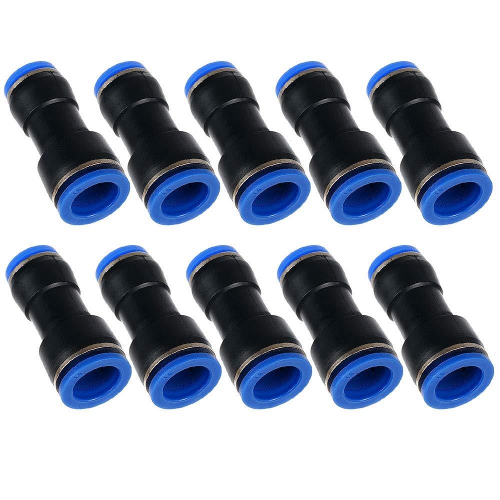 Metalwork Plastic Push to Connect Straight Union Pipe Tube Reducer Fitting, 6mm OD x 10mm OD