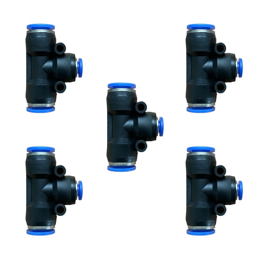5 Pcs 10mm x 6mm x 10mm Pneumatic T Shaped 3 Way Tube Reducer Connector,Quick Push to Connect