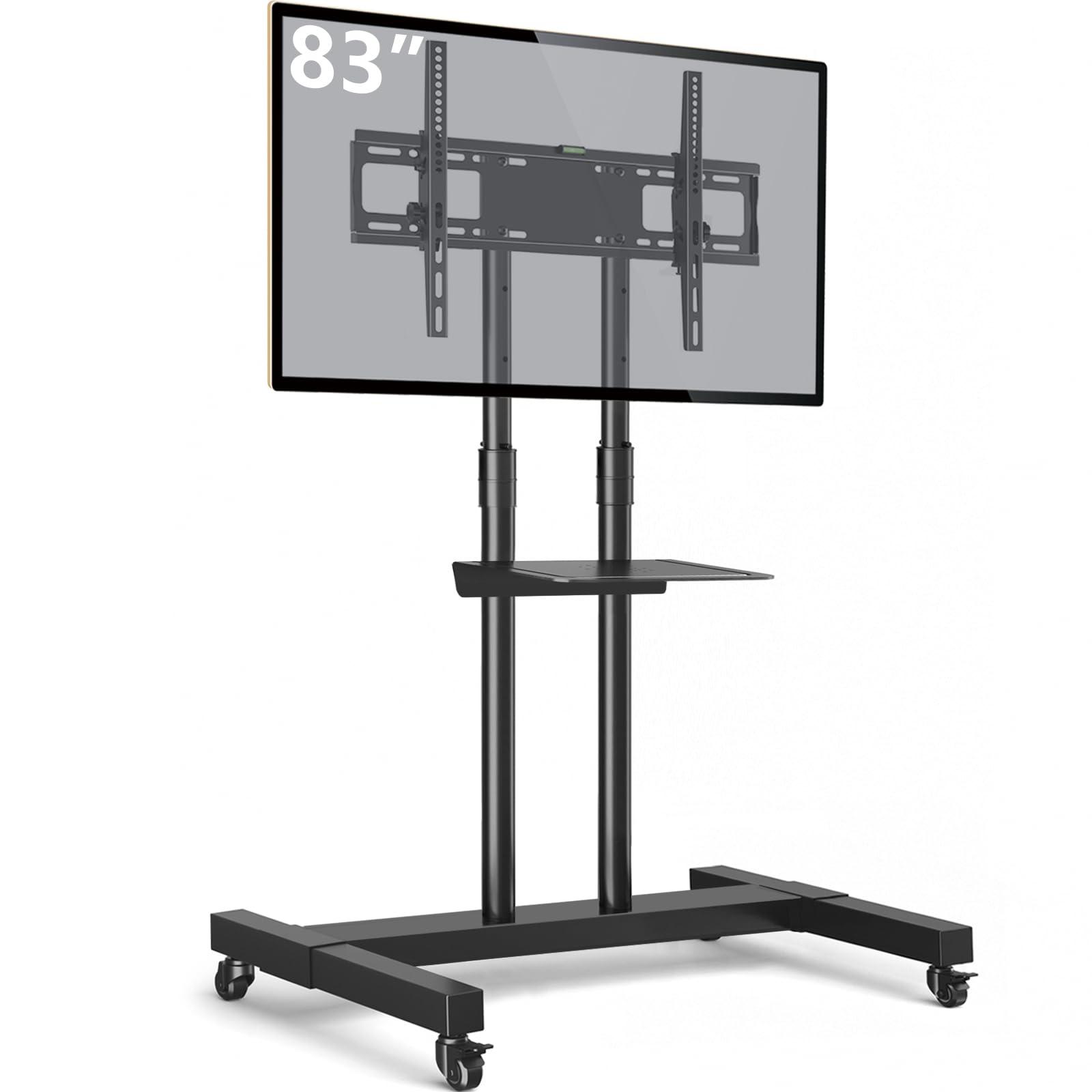 TAVR Furniture Mobile TV Stand Rolling TV Cart Floor Stand with Mount on Lockable Wheels