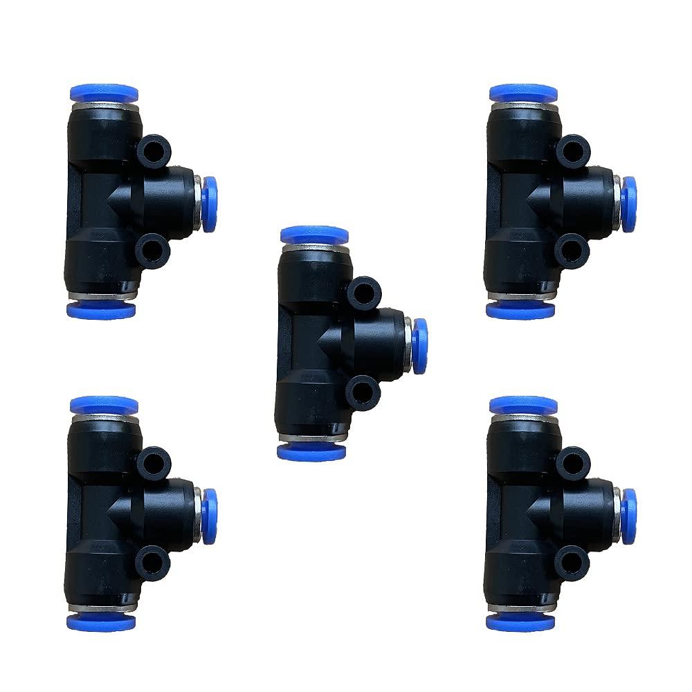 5 Pcs 6mm x 4mm x 6mm Pneumatic T Shaped 3 Way Tube Reducer Connector,Quick Push to Connect