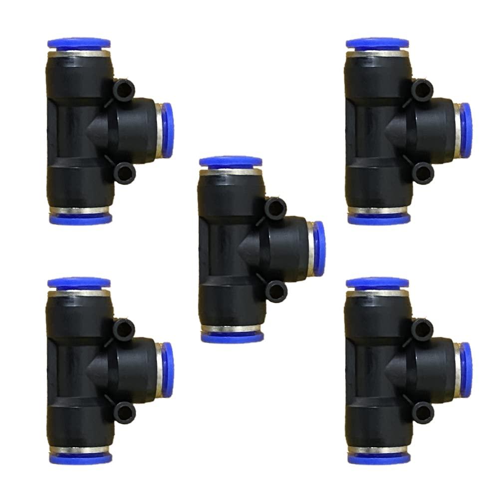 5 Pcs 12mm x 10mmx 12mm Pneumatic T Shaped 3 Way Tube Reducer Connector,Quick Push to Connect