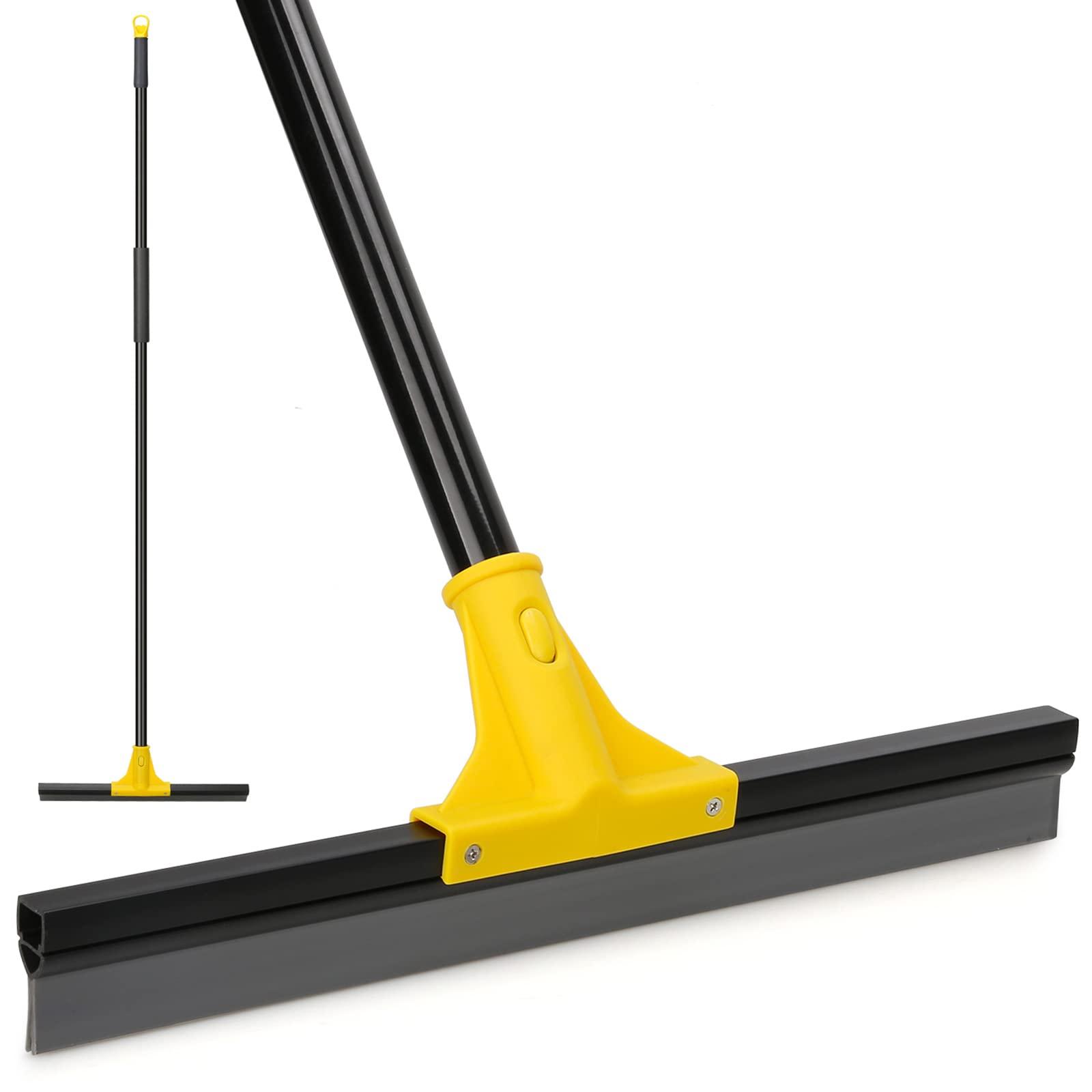 Squeegee Broom for Floor, 18'' Heavy Duty Rubber Wiper with 60'' Long Handle for Bathroom