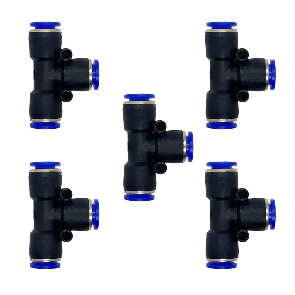 5 Pcs 6mm x 6mm x 6mm Pneumatic T Shaped 3 Way Tube Reducer Connector,Quick Push to Connect