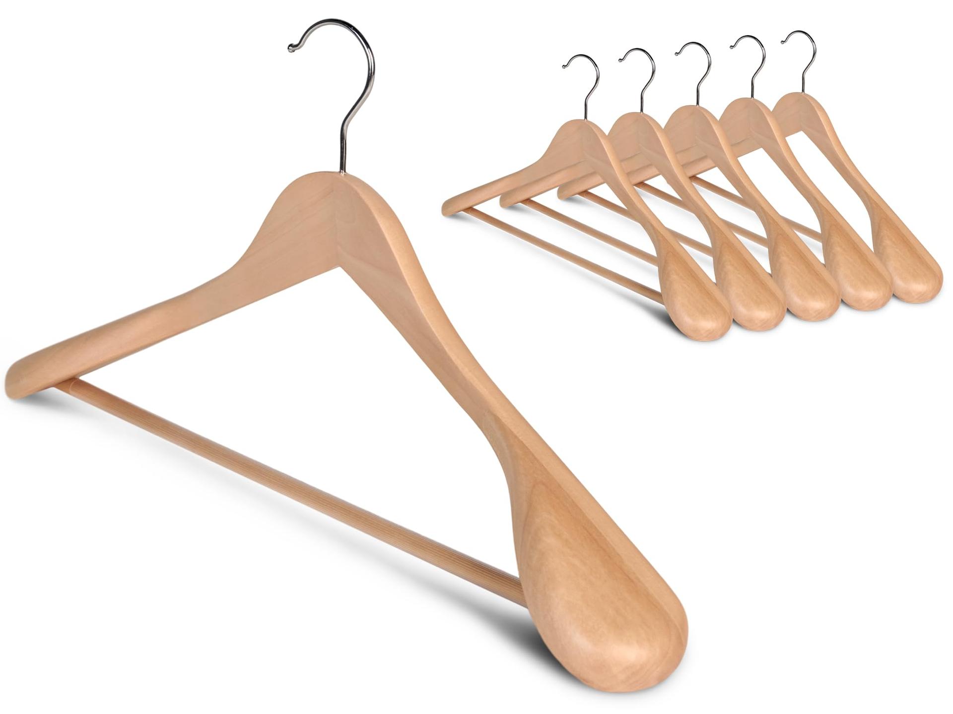 StorageWorks Wooden Hangers 6 Pack, Extra Wide Shoulder Wood Coat Hanger for Coats, Shirts