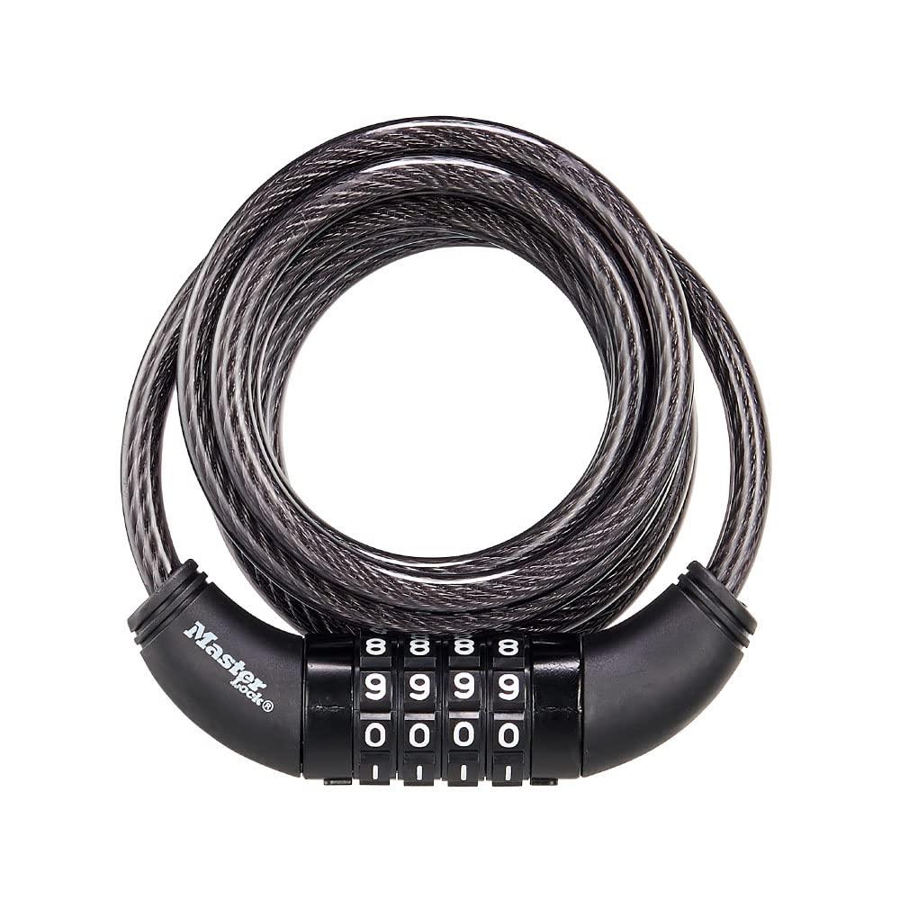 Master Lock Black Set Your Own Combination Bike Lock, Metal Cable Lock has a Weather Resistant