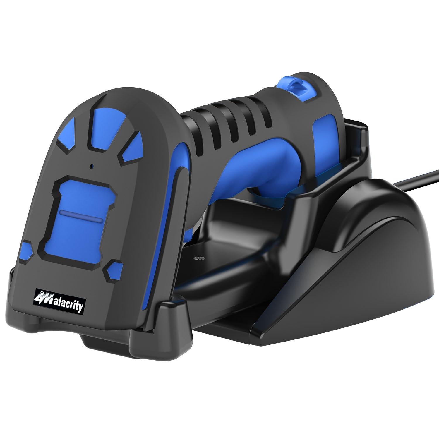 Alacrity Wireless Charging Barcode Scanner with Display Screen, 1D/2D Symbologies, Global