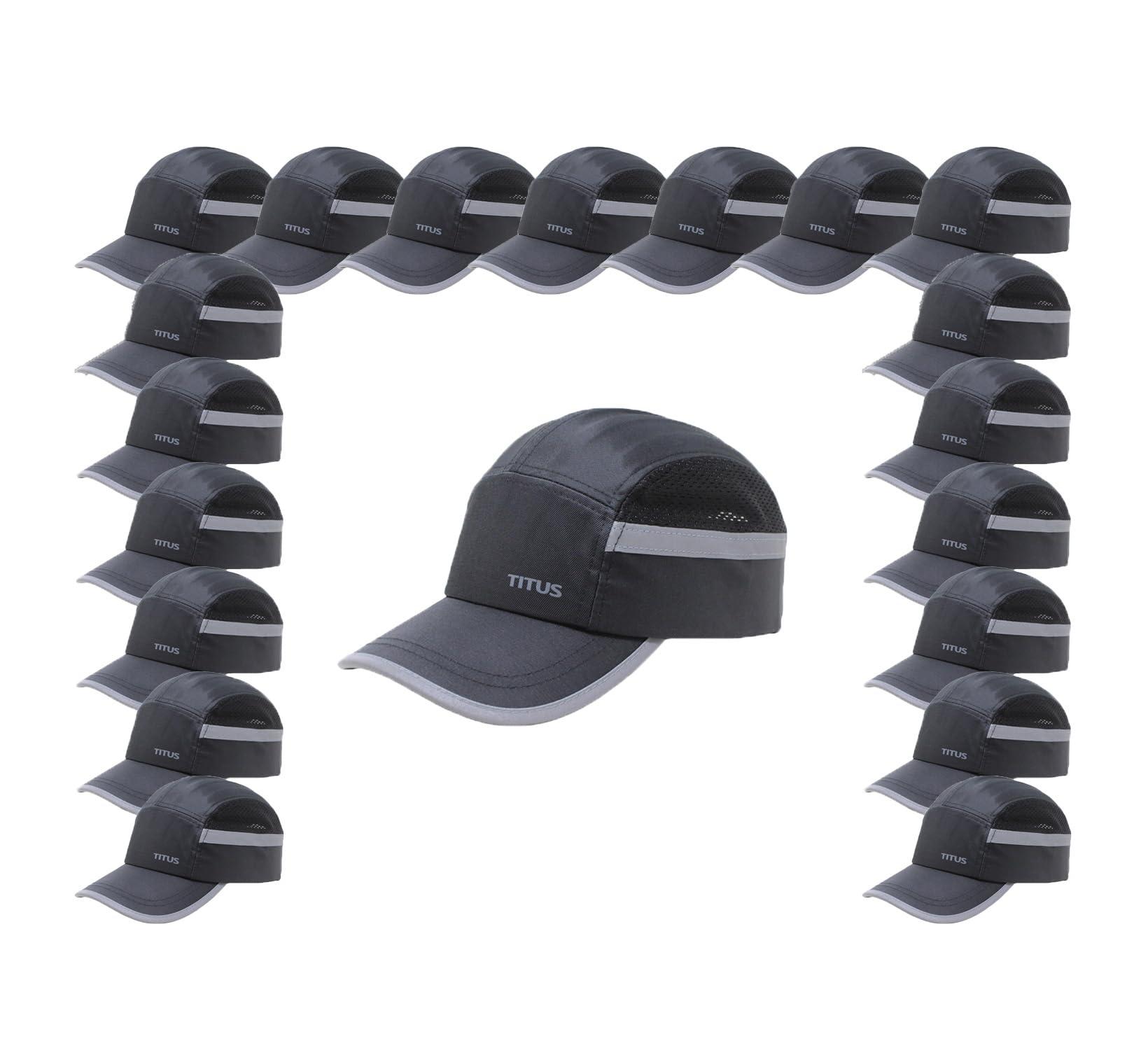 TITUS Lightweight Safety Bump Cap - Baseball Style Protective Hat (20 Pack Black Poly-Blend