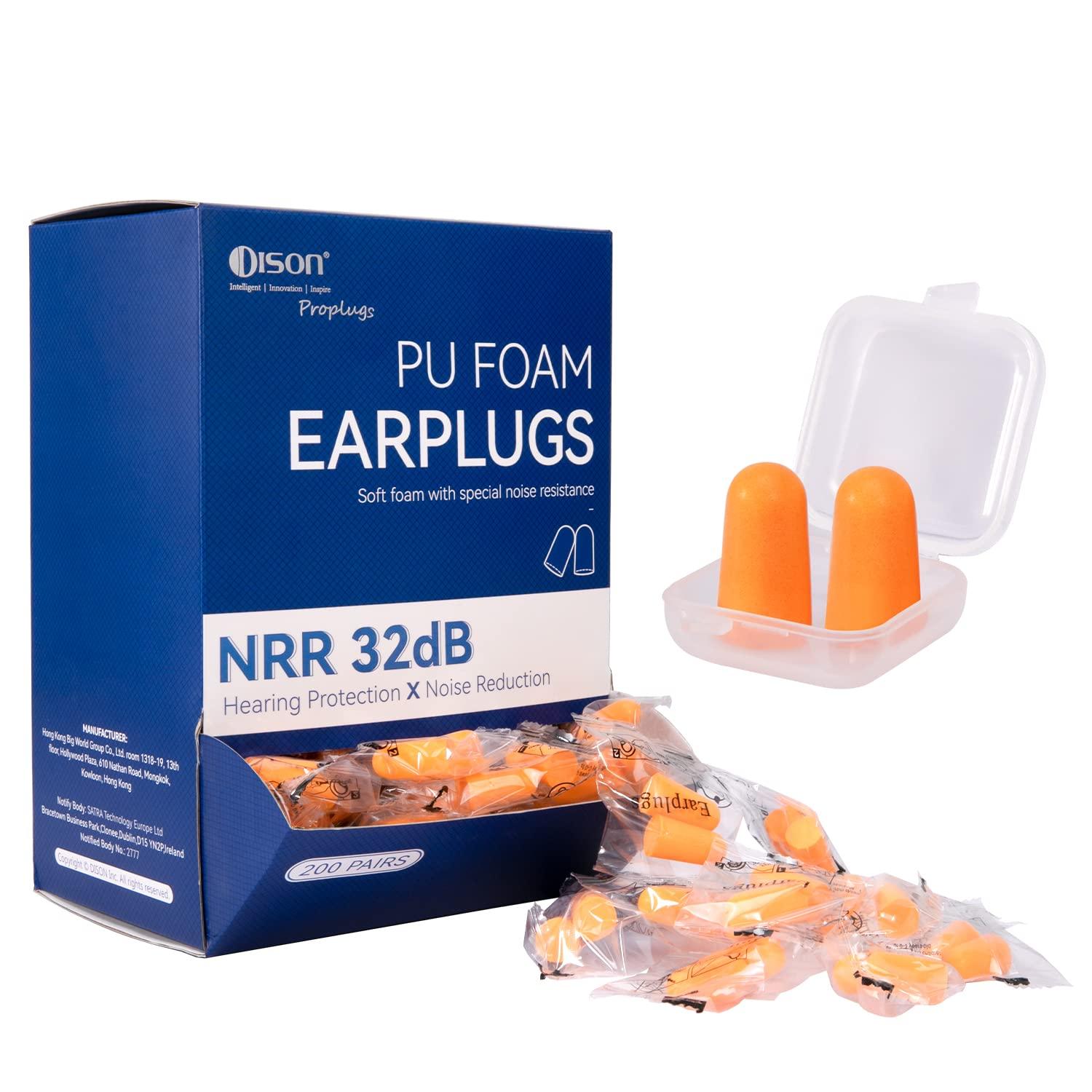 200Pairs Foam Earplugs, 32dB Disposable Noise Reduction Ear Plugs, Hearing Protection Bulk Ear