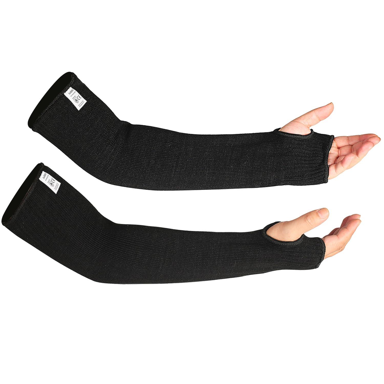 ReHaffe Kevlar Sleeves Heat Resistant,18 Inch Long Anti Cut,Fire,Burn Arm Sleeves with Thumb