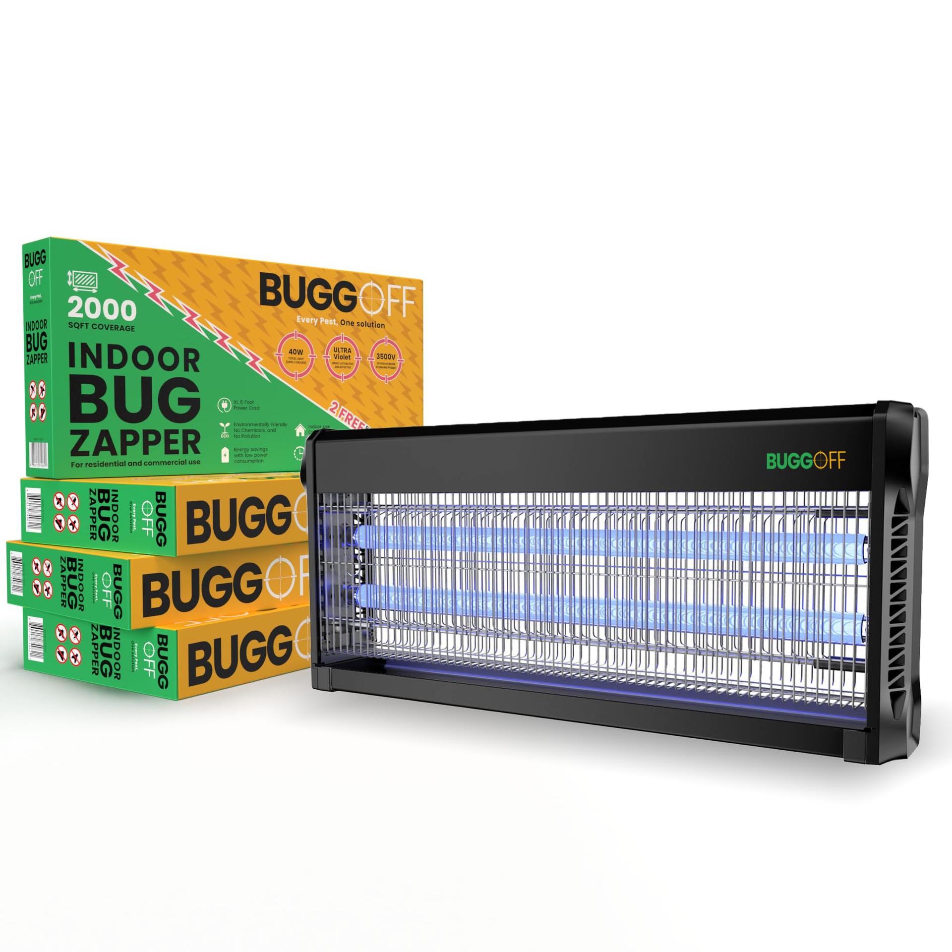 BUGG OFF Black Modern Indoor Electric Bug Zapper, 2000 SQFT Coverage, 3500 Volts of Stunning