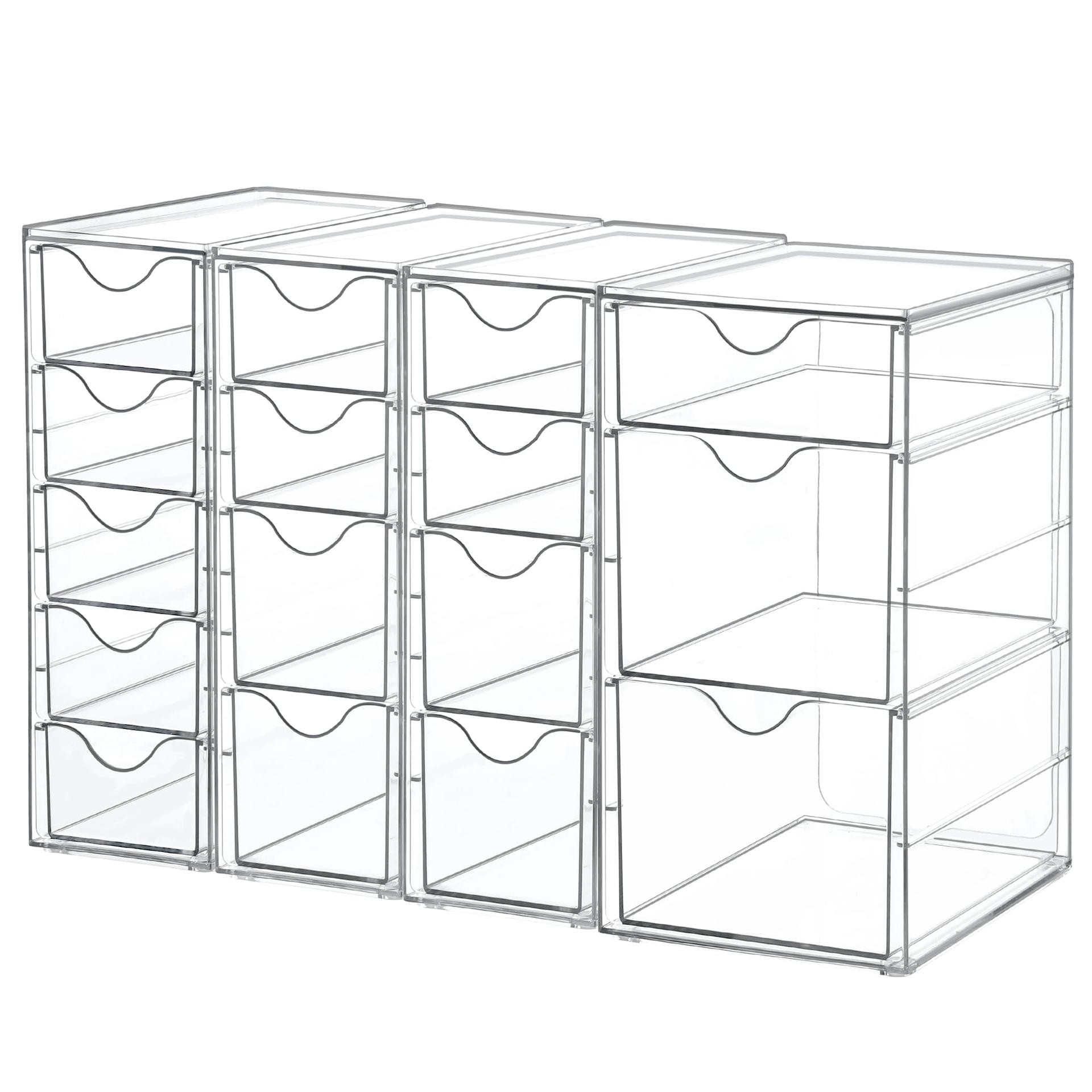 Vtopmart Acrylic Organizer with 16 Drawers (4 Set),Clear Storage Drawers for Office