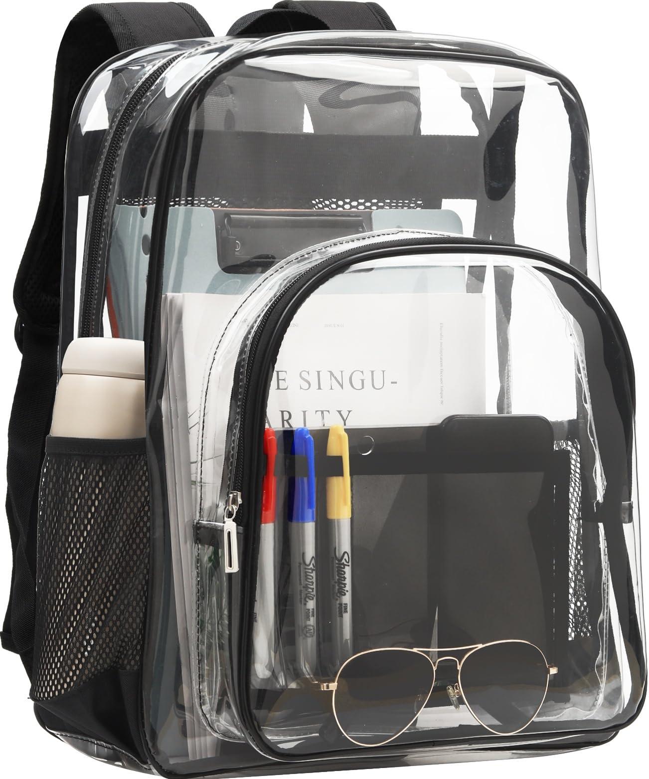 Axqcctoys TPU Clear Backpack, Stadium Approved Large Clear Backpack, See Through Transparent