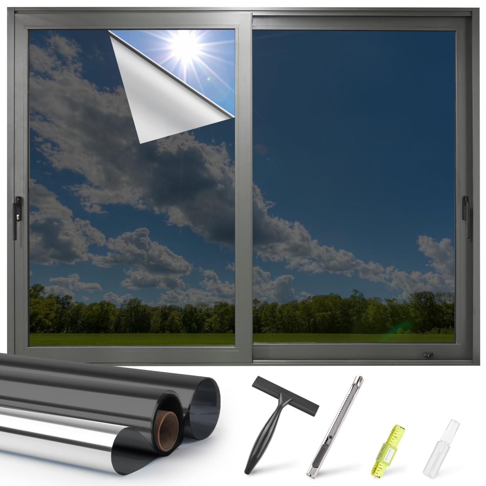 Kromapolis One Way Window Privacy Film Reflective Mirror Home Window Tint, Daytime Privacy