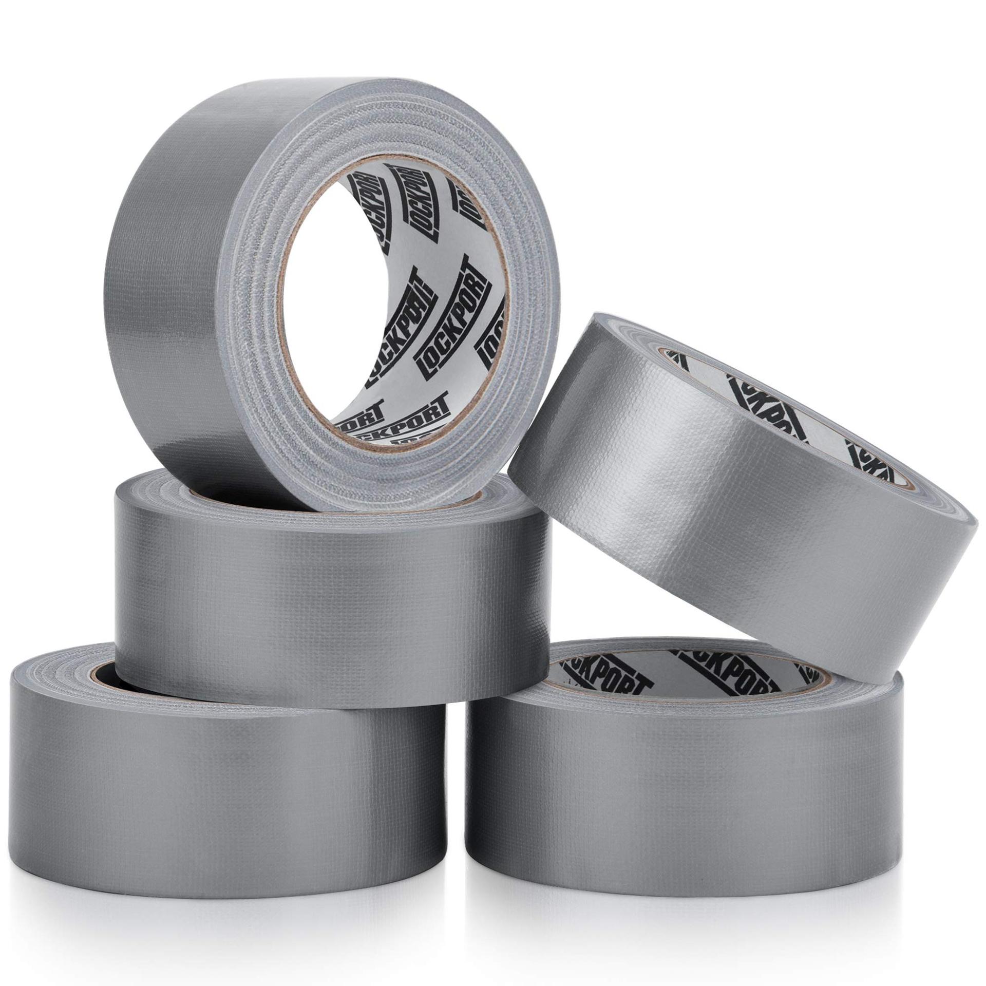 Lockport 5 Pack Duct Tape Heavy Duty Waterproof, Strong Adhesive Silver Duct Tape Bulk for