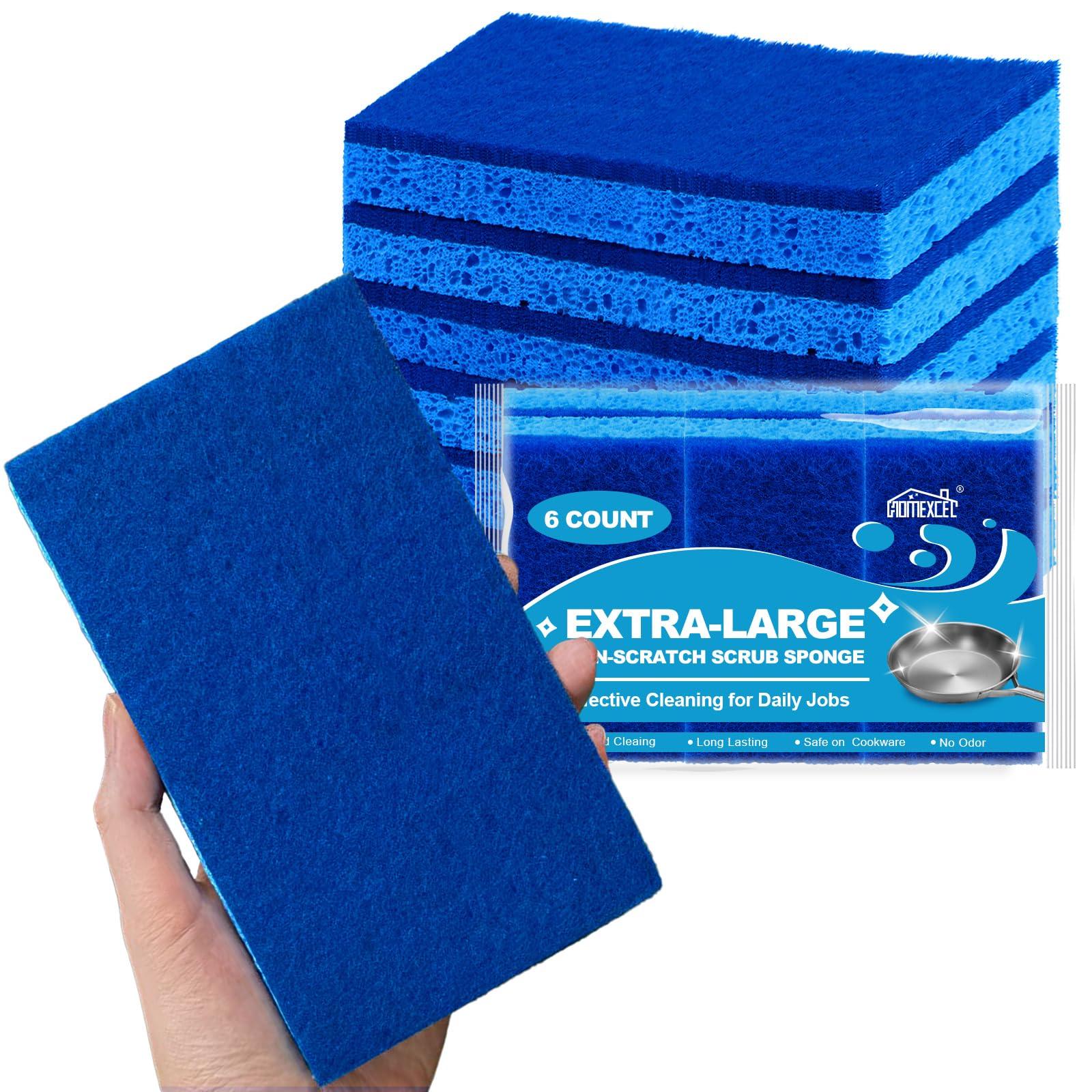 HOMEXCEL Heavy Duty Scrub Sponges Kitchen 24pcs, Dual Side Cleaning Dish Sponges for