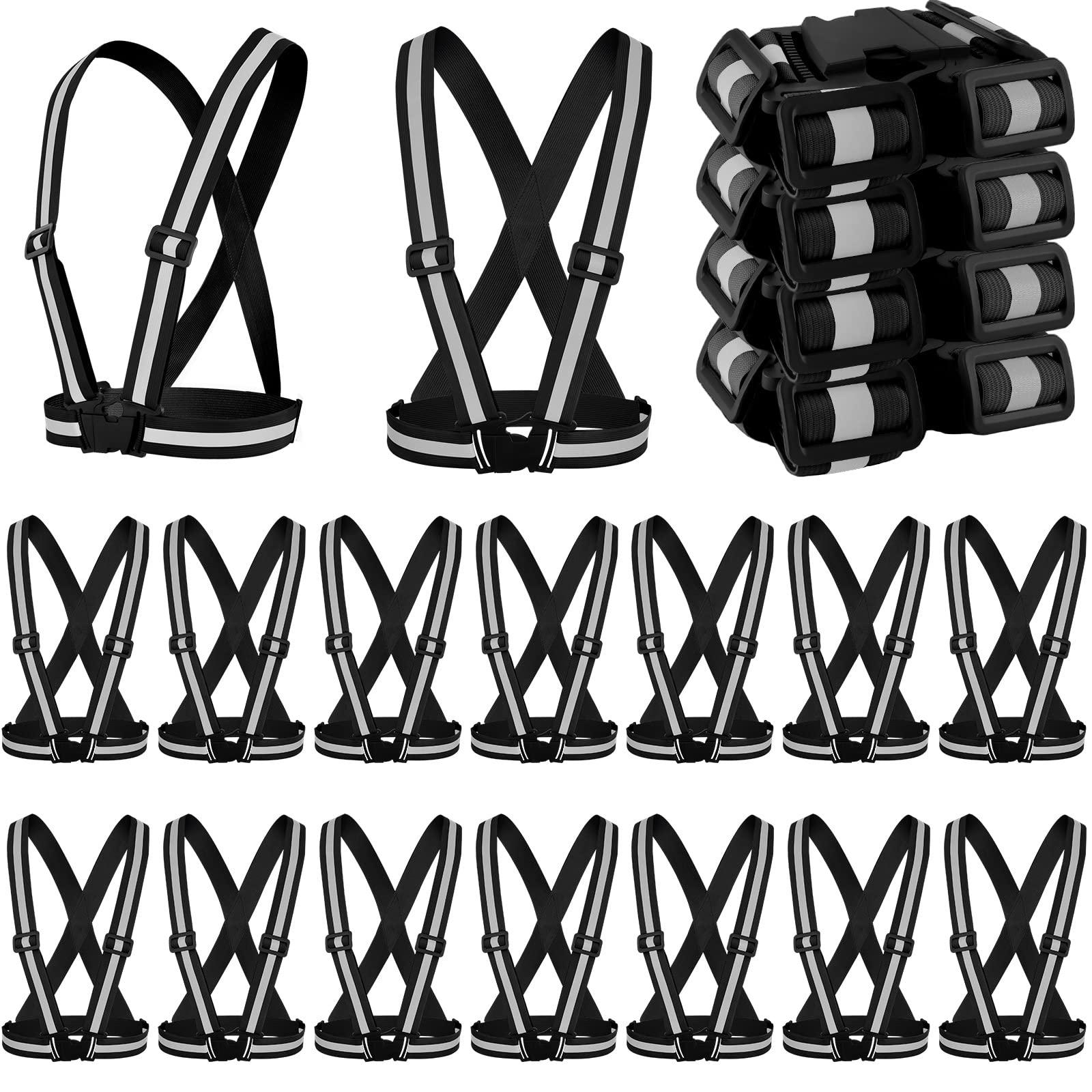 Hercicy 20 Pcs Reflective Vest High Visibility Safety Vests, Adjustable Running Gear Straps