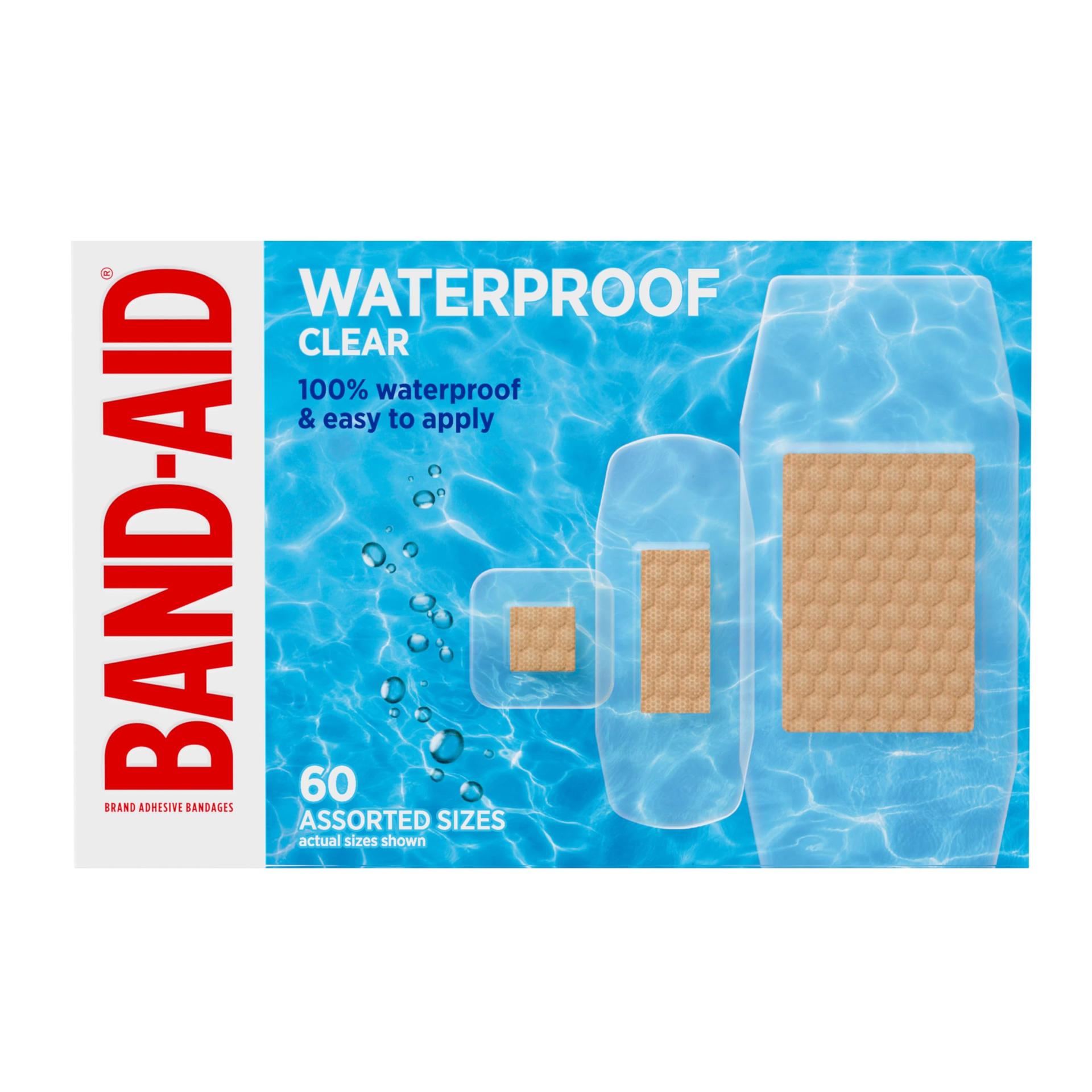 BAND-AID Brand Clear Waterproof Adhesive Bandages, Sterile First-Aid for Minor Wounds, Cuts