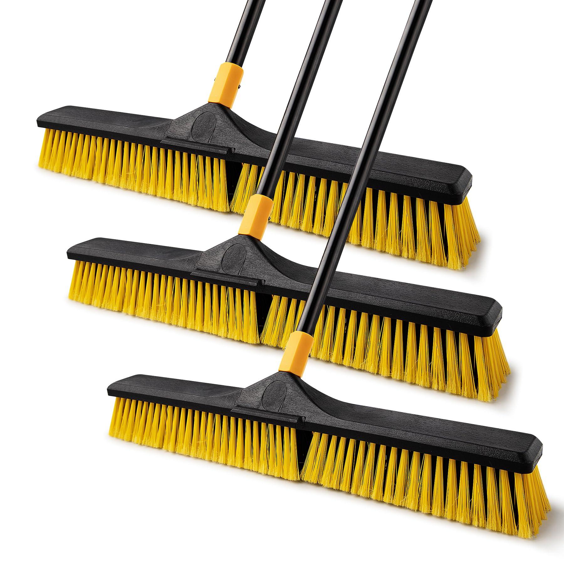 Yocada Push Broom Brush 24" Wide 65.3" Long Handle Stiff Bristles Heavy-Duty Outdoor