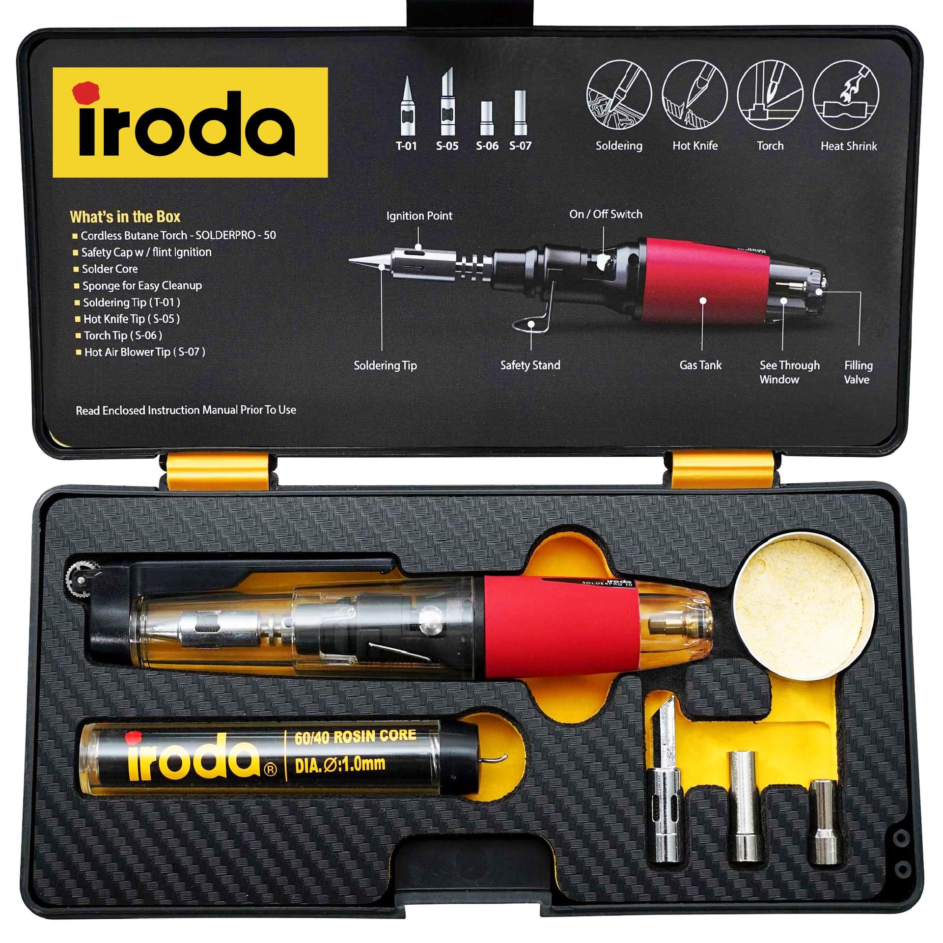 IRODA SolderPro Original 50K Butane Soldering Iron Kit 4-in-1 Cordless 30-70W Pro Grade | 18s