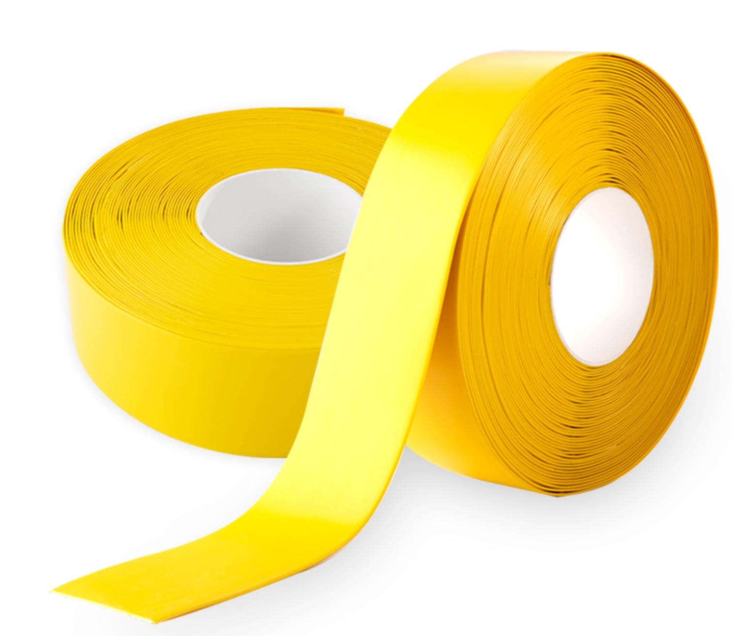 Floor Marking Tape - Yellow, Non-Abrasive Floor Tape - 4" Width, 100' Length for Concrete, Harsh Conditions, Forklift, High Traffic Floors