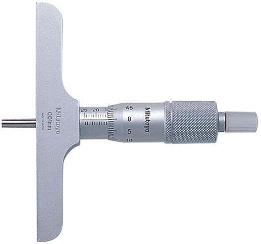 Mitutoyo, 128-102, 0-25mm, Mechanical Depth Micrometer, Base 63.5x16mm, ratchet stop