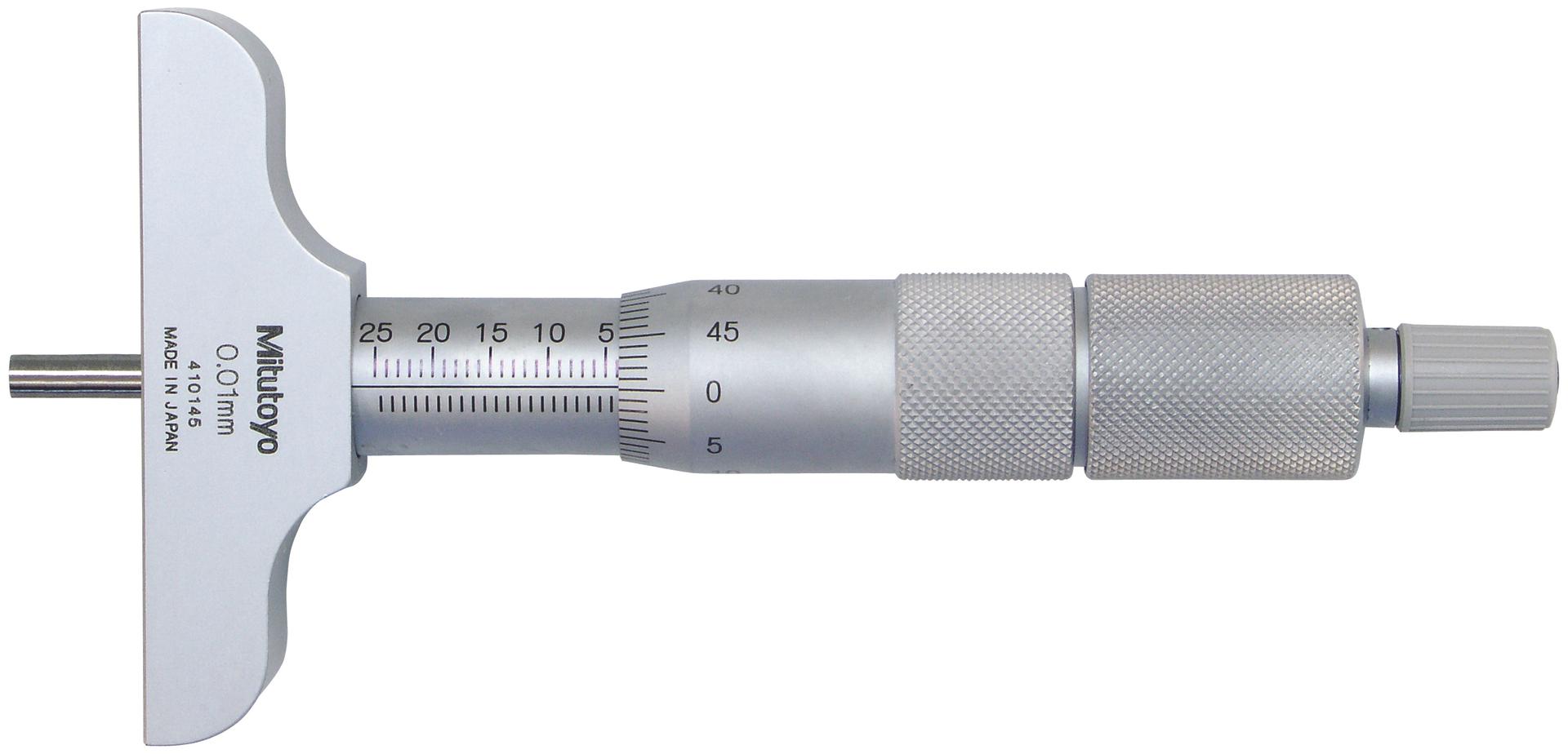 Mitutoyo, 129-153, 0-300mm, 0.01mm Mechanical Depth Micrometer, interchangeable rods, Rod Clamp, 101.6mm Base, Ratchet Stop
