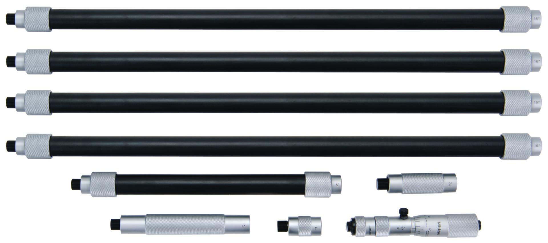Mitutoyo, 139-182, Mechanical Extension Rod Type Inside Micrometer, Extension Rods (1 In, 2 In, 4 In, 8 In, 16 In(4) 4-84 In, .001 Inches 