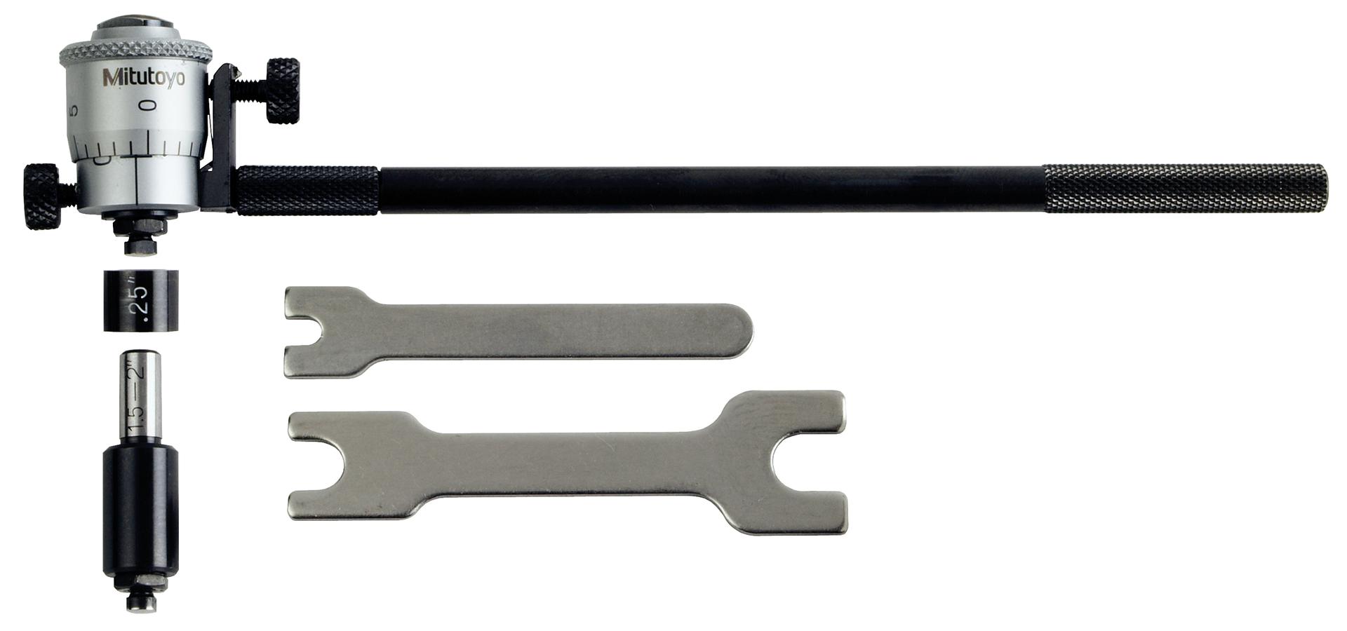 Mitutoyo, 141-102, Mechanical Extension Rod Type Inside Micrometer, Extension Rods (2) 1-2 In, .001 Inches