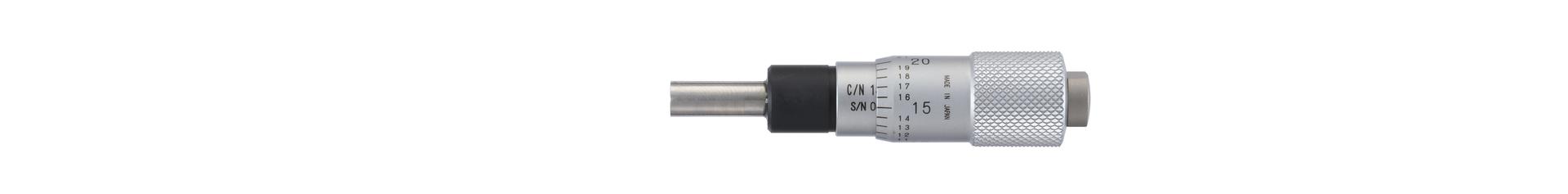 Mitutoyo, 148-112-10, Micrometer Head, common type, small size. 0-.5 inch range, .0001 inch accuracy, .375 inch stem diameter, Plain stem  flat