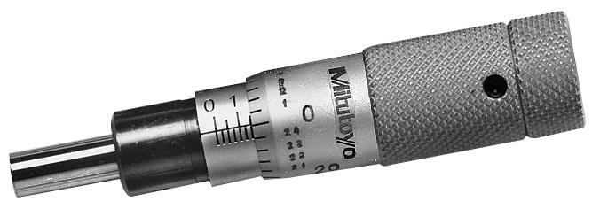 Mitutoyo, 148-501, 0-.5 In, .001 In, Mechanical Micrometer Head, .375 In Diameter Plain Stem, Flat Spindle Face, Zero-Adjust Thimble