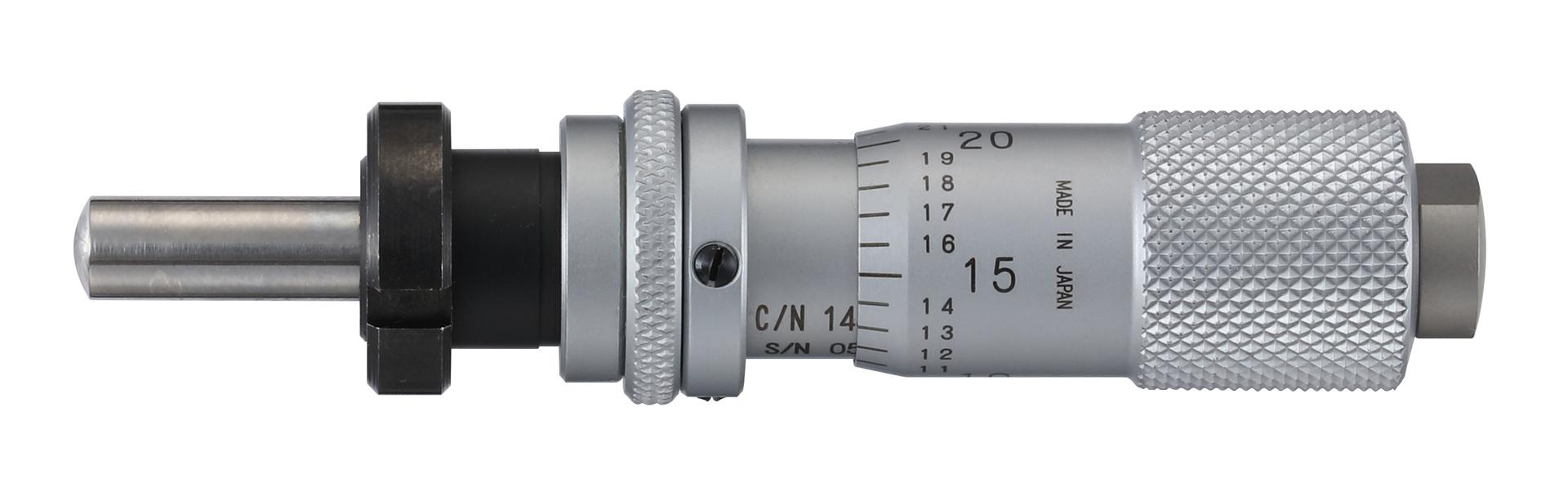 Mitutoyo, 148-814-10, Mic Head, 0-.5", .001", Spherical Face, w/Clamp Nut, .375", Spindle Lock