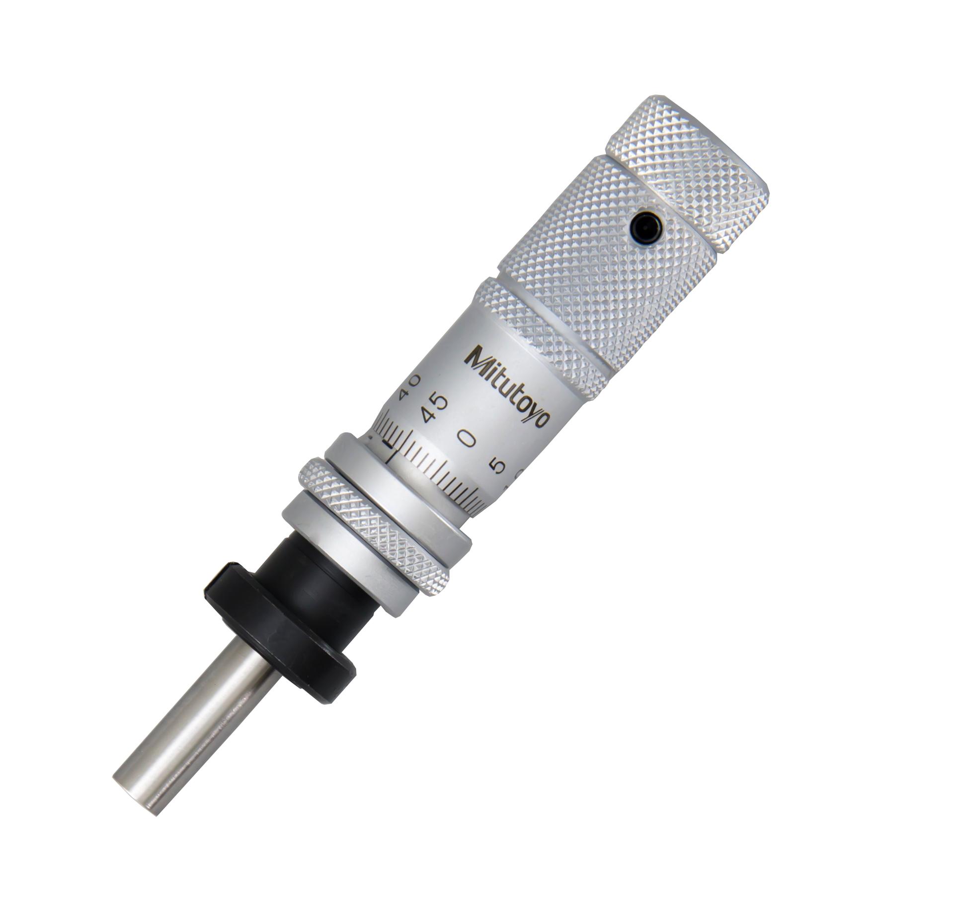 Mitutoyo, 148-864, 0-13mm, 0.01mm, Mechanical Micrometer Head, 9.5mm Diameter Stem with Clamp Nut, Spherical (SR4) Spindle Face, Spindle Lock, Zero-Adjust Thimble, Reverse Read