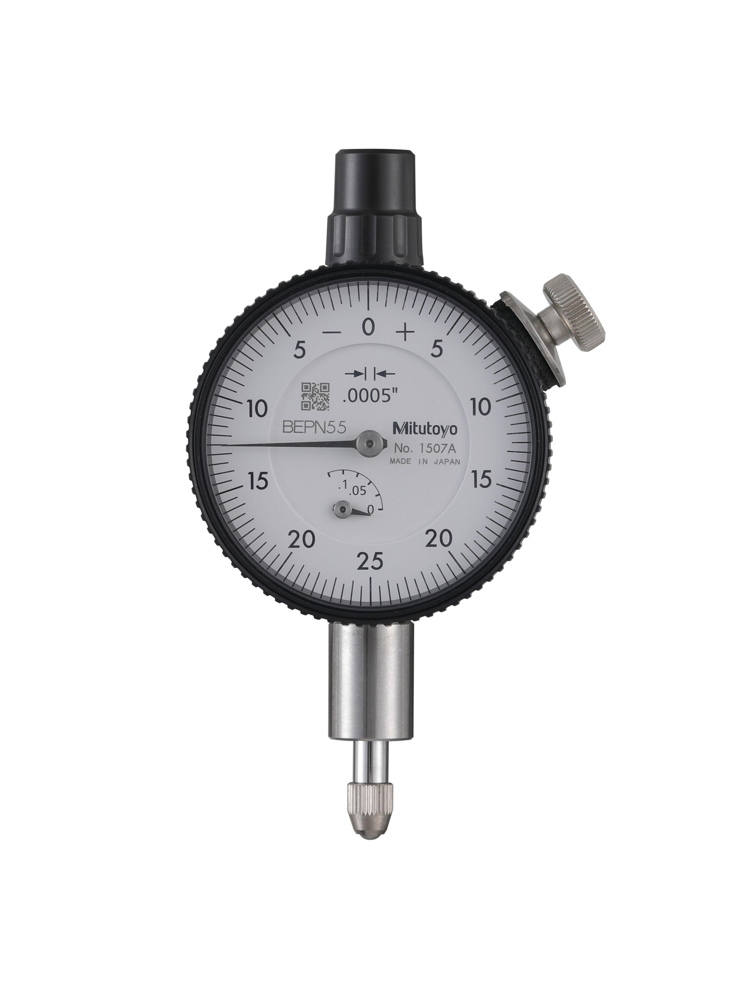 Mitutoyo, 1507A, .0005 In, .125 In/(.05 In per rev) Dial Indicator, 0-25-0, Lug Back, 3/8 In stem, Series 1