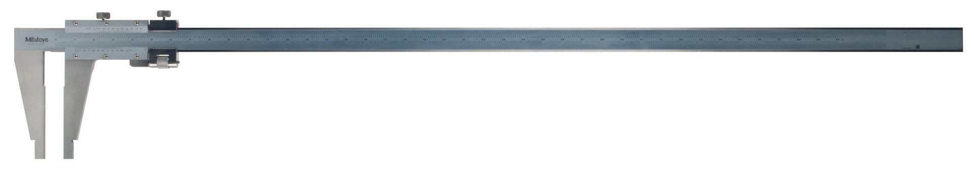Mitutoyo, 160-105, Vernier Caliper with Nib style jaws and fine adjustment, 0(1) - 40 inch Range, +/- .003 accuracy, .001 inch lower scale graduation, .001 inch upper scale graduation, 3500 grams