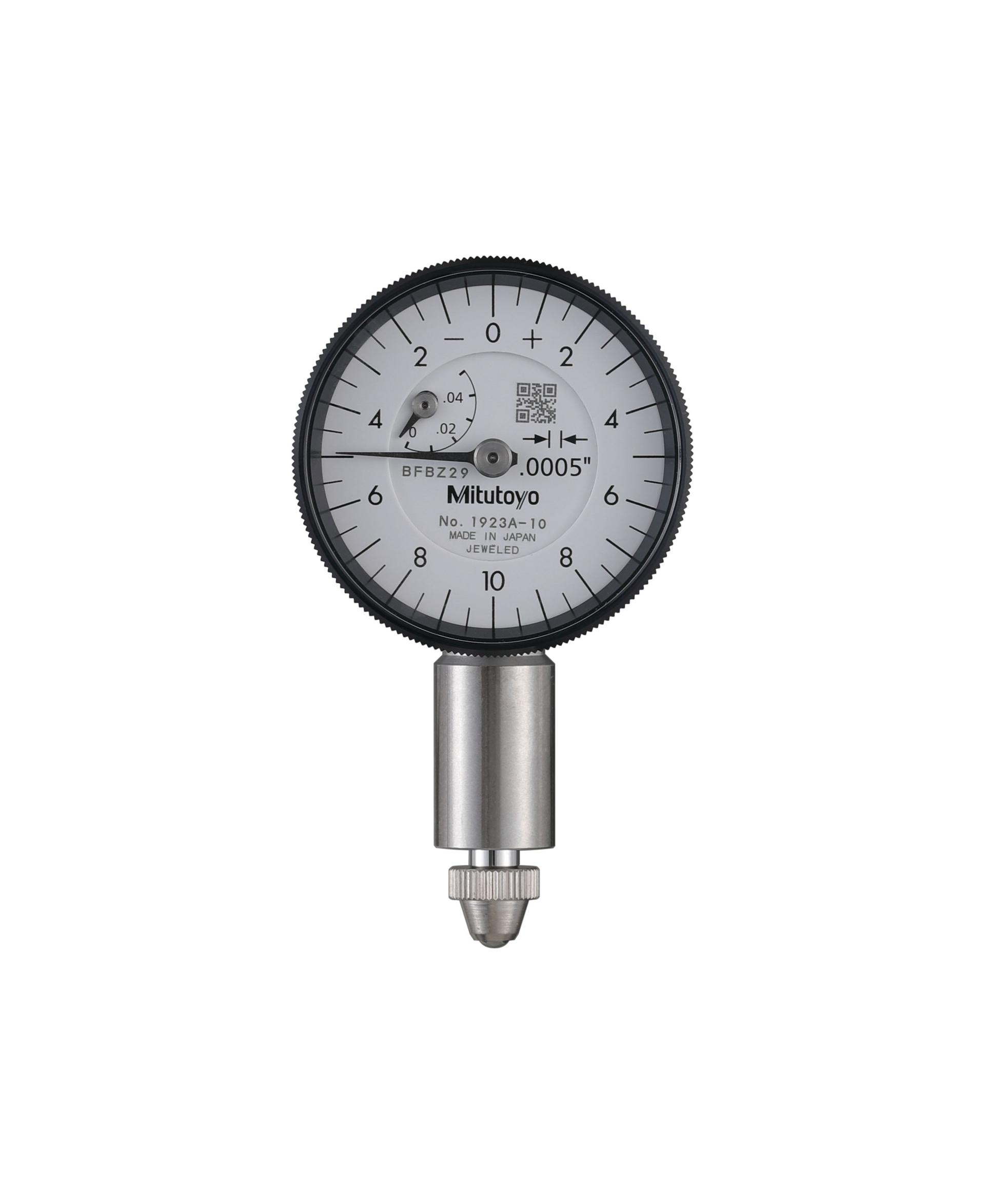 Mitutoyo, 1923A-10, .0005 In, .05 In/(.02 In per rev) Dial Indicator, 0-10-0, Lug Back, Series 0, 3/8 In stem diameter, Jeweled
