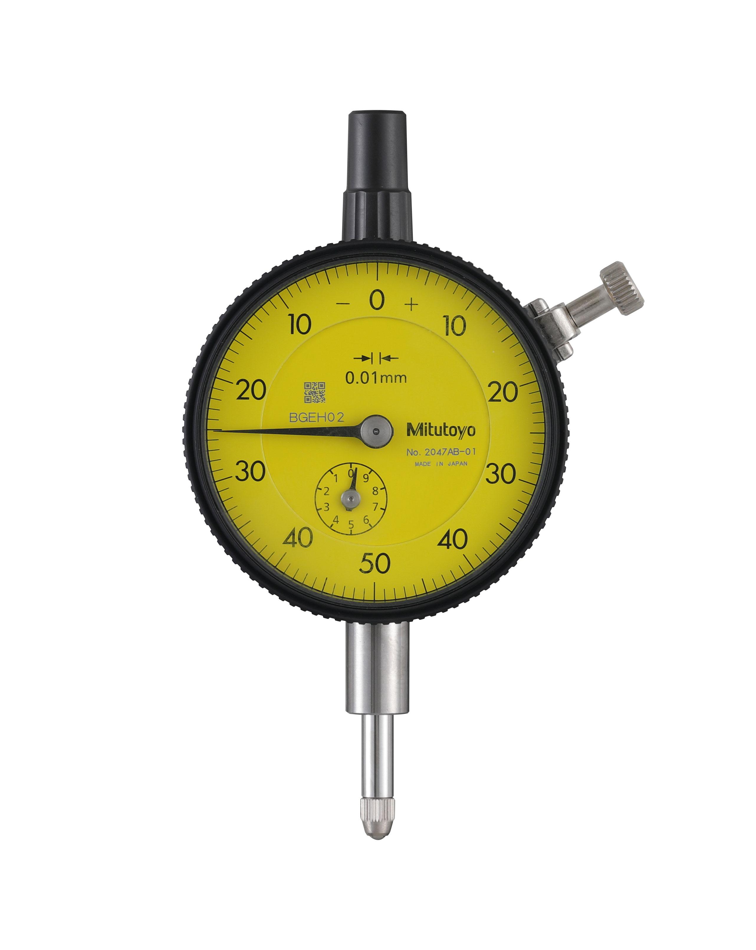 Mitutoyo, 2047AB-01, 0.01mm, 10mm/(1mm per rev) Dial Indicator, 0-50-0, Lug Back, 3/8 In stem, Series 2