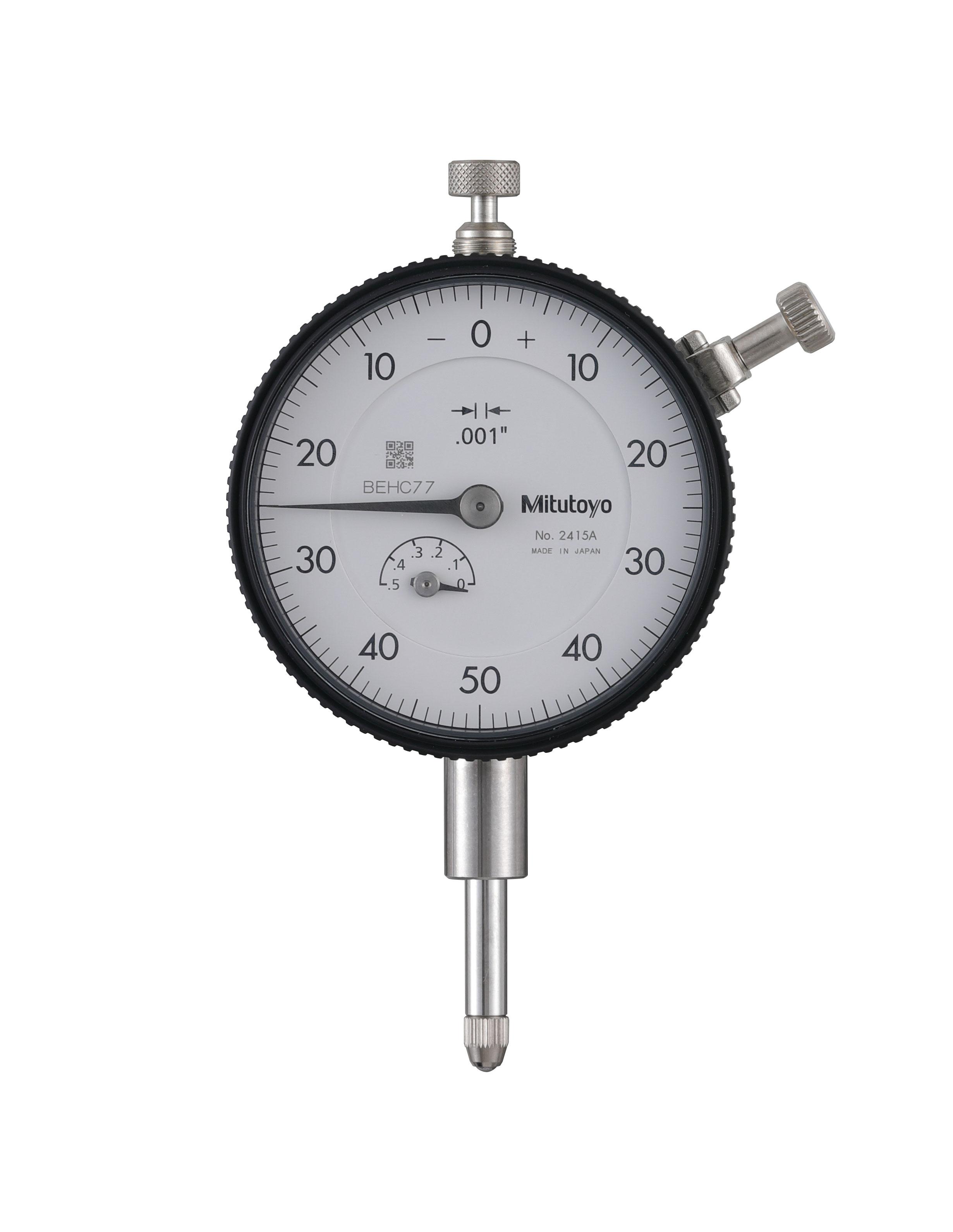 Mitutoyo, 2415A, .001 In, .5 In/(.1 In per rev), Dial Indicator, 0-50-0, Lug Back, 3/8 In stem, Series 2