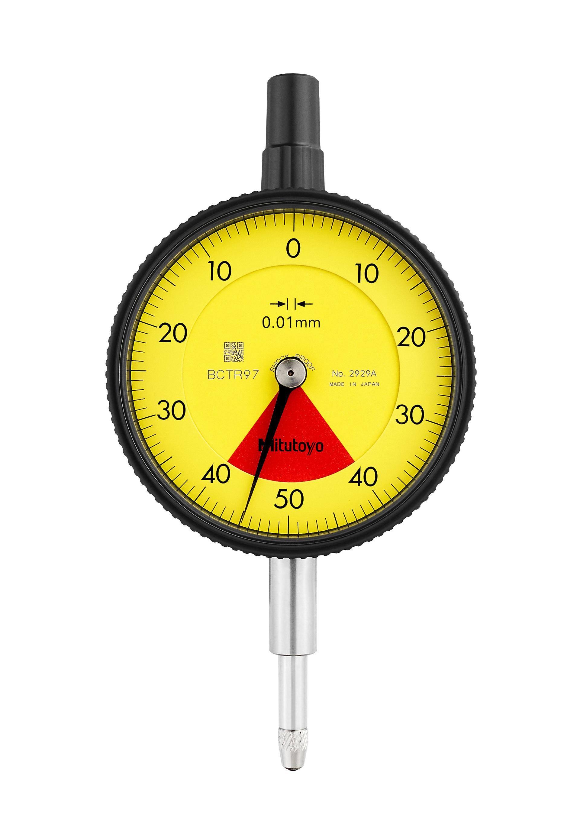 Mitutoyo, 2929A, 0.01mm,  0.8mm/1mm Dial Indicator, 40-0-40, Lug Back, Series 2, 8mm stem, One Rev, Shockproof