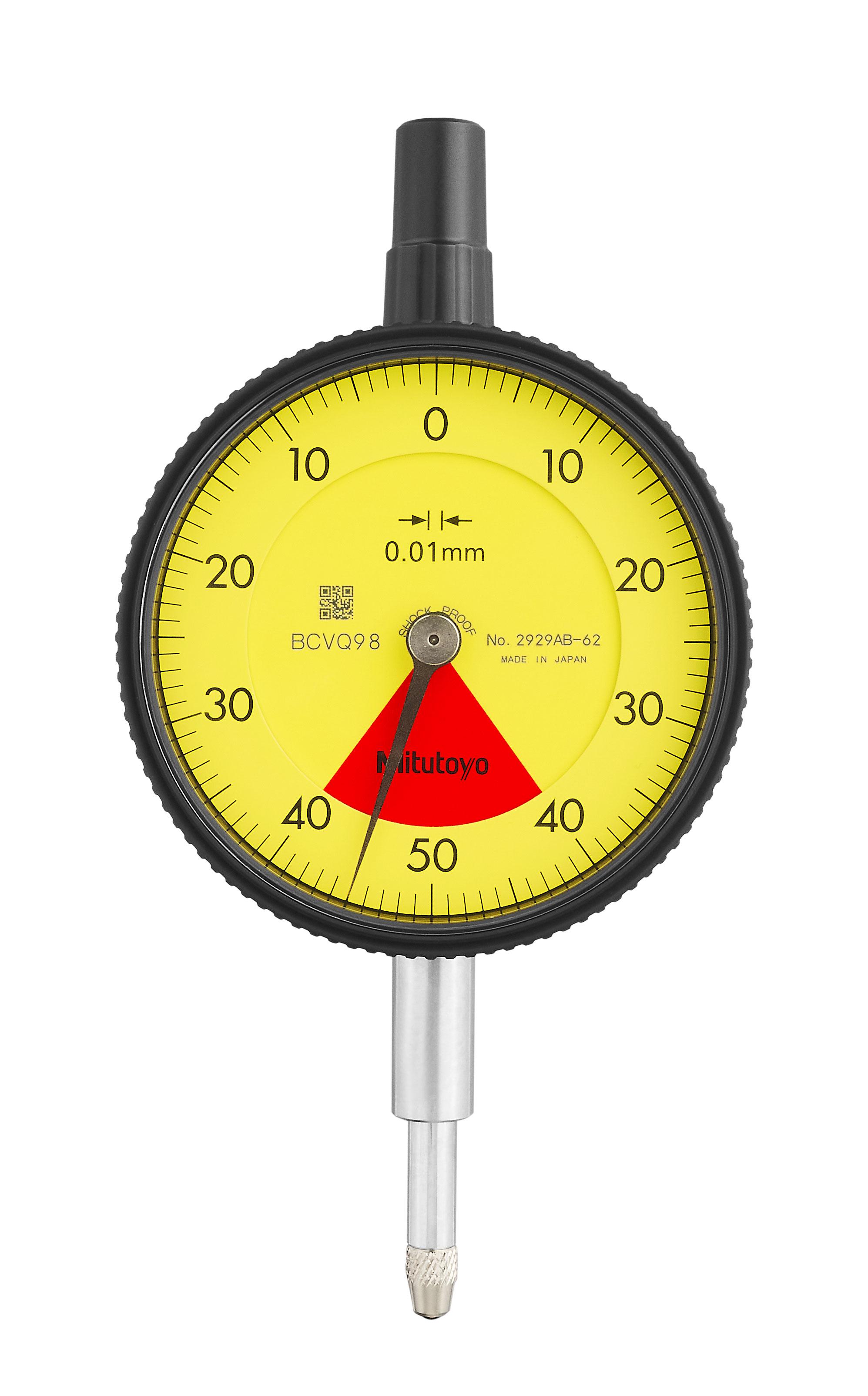Mitutoyo, 2929AB-62, 0.01mm,  0.8mm/1mm Dial Indicator, 40-0-40, Flat Back, Series 2, 8mm stem, One Rev, Shockproof, Dustproof