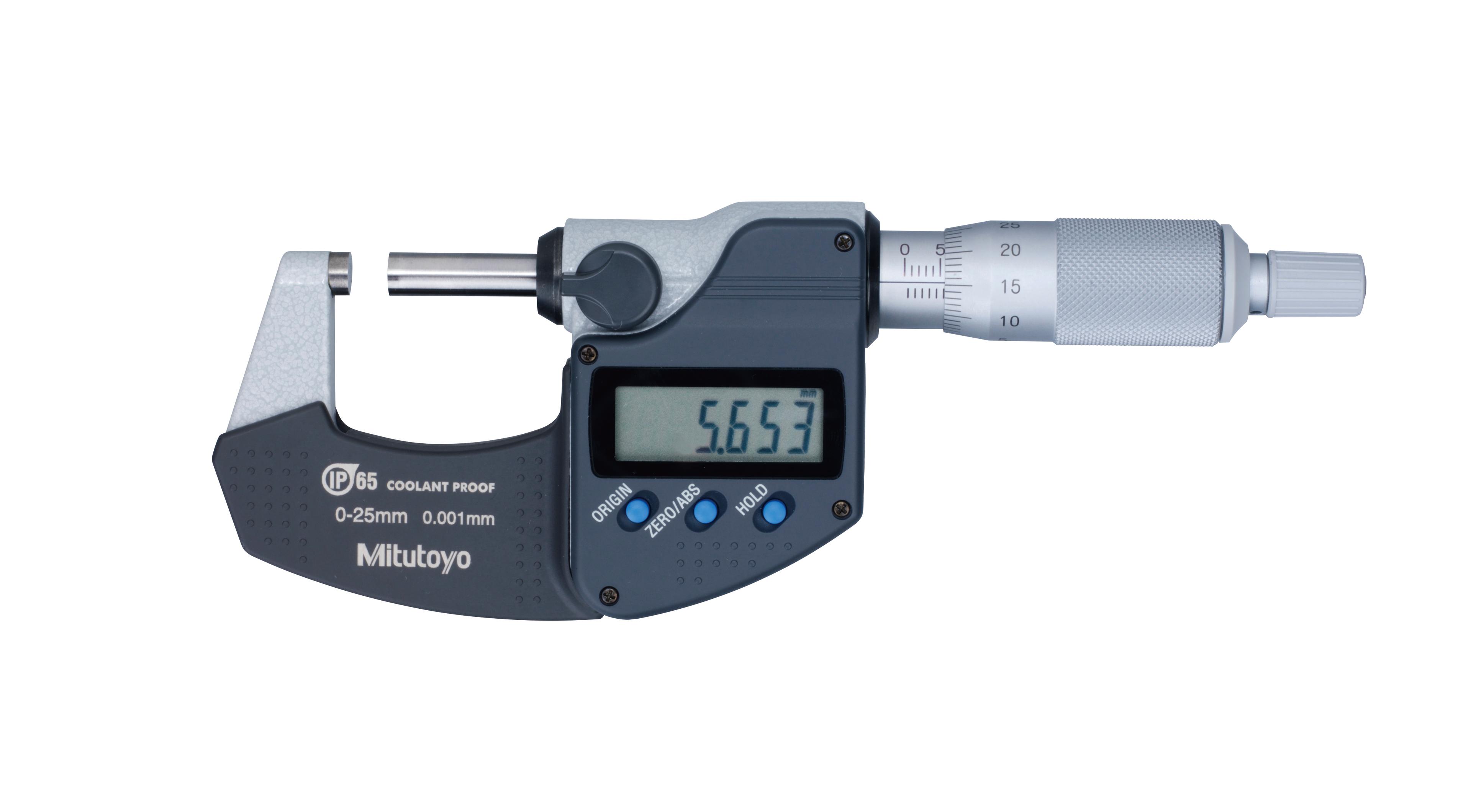 Mitutoyo, 293-240-30, 0-25mm,  0.001mm, IP65 Digimatic Outside Micrometer, No Output, Ratchet Stop