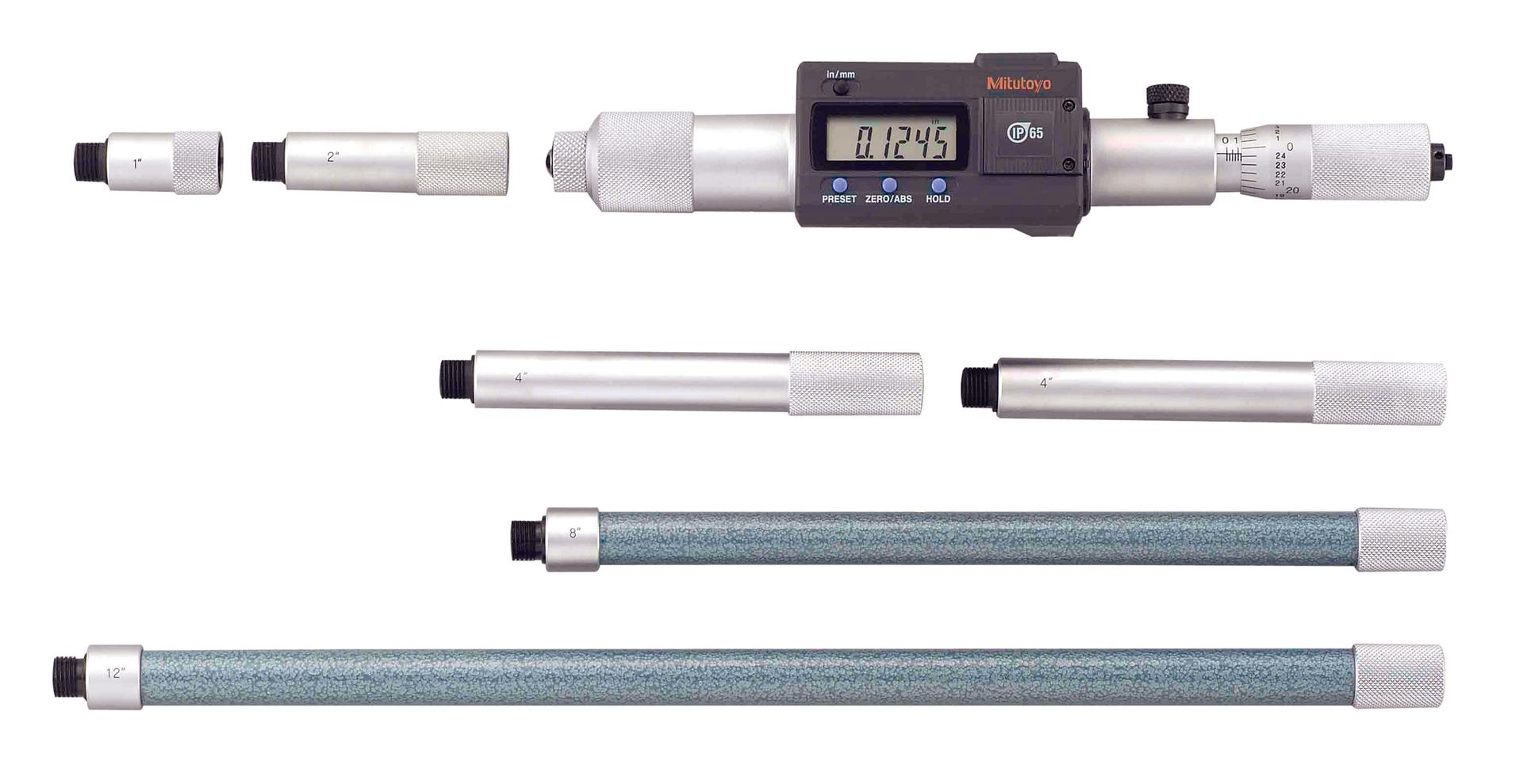 Mitutoyo, 337-303, DIGIMATIC TUBULAR INSIDE MICROMETER, EXTENSION ROD TYPE IMZ   8-40 In/203.2-1016MM  MZ WITH 6 EXTENSION RODS