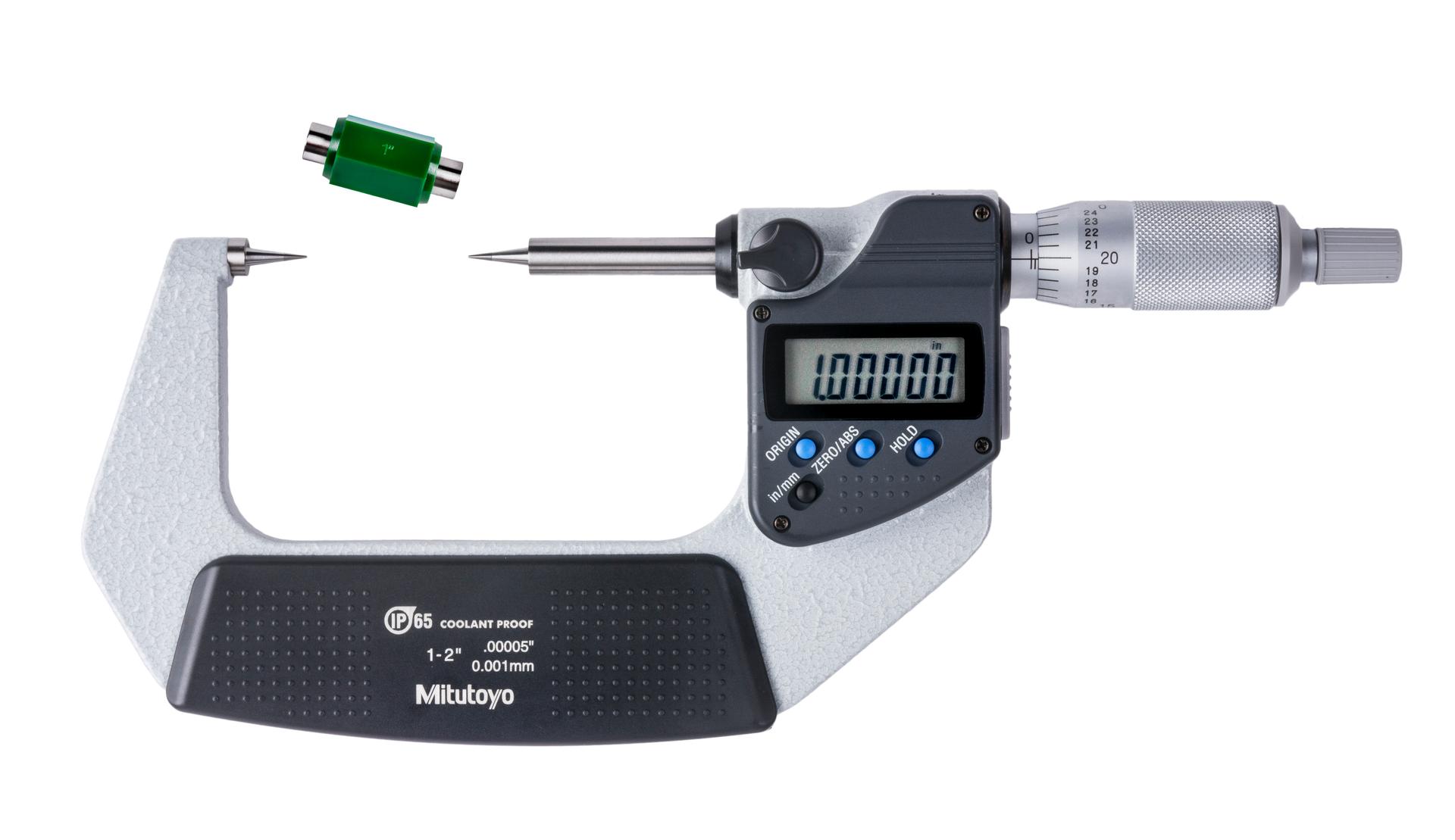 Mitutoyo, 342-352-30, MICROMETER, POINT, 15�, 1-2 In, .00005 In/0.001MM, IP65