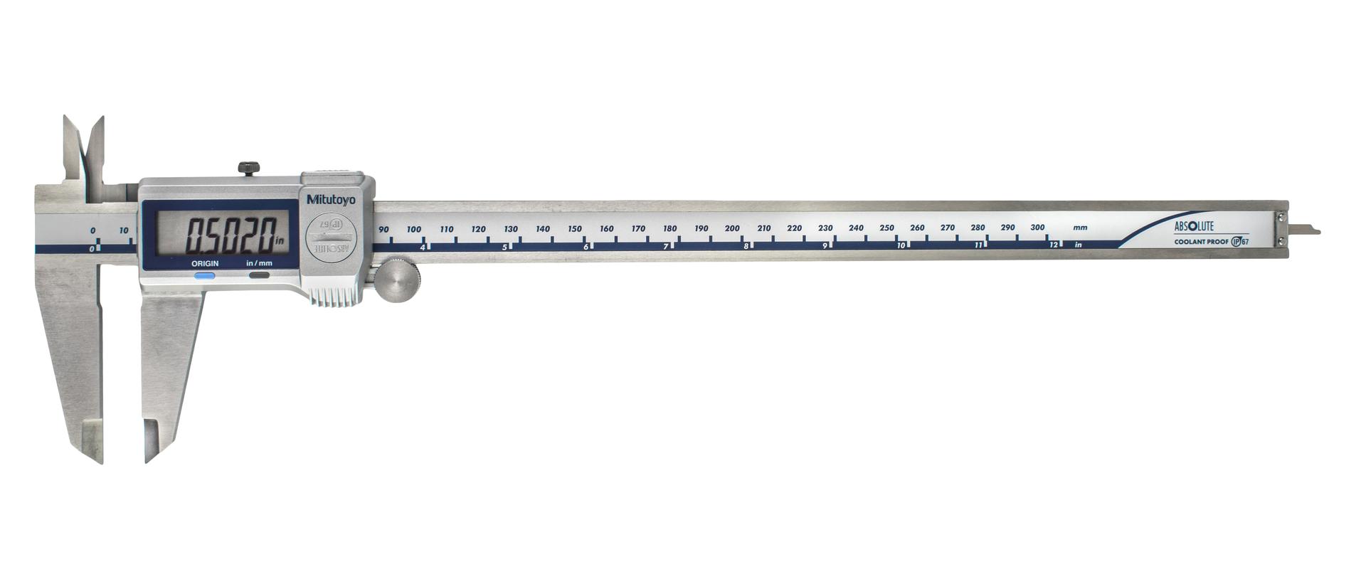 Mitutoyo, 500-764-20, 0-12 In/0-300mm, .0005 In/0.01mm, IP67 Absolute Coolant Proof Caliper, SPC Output