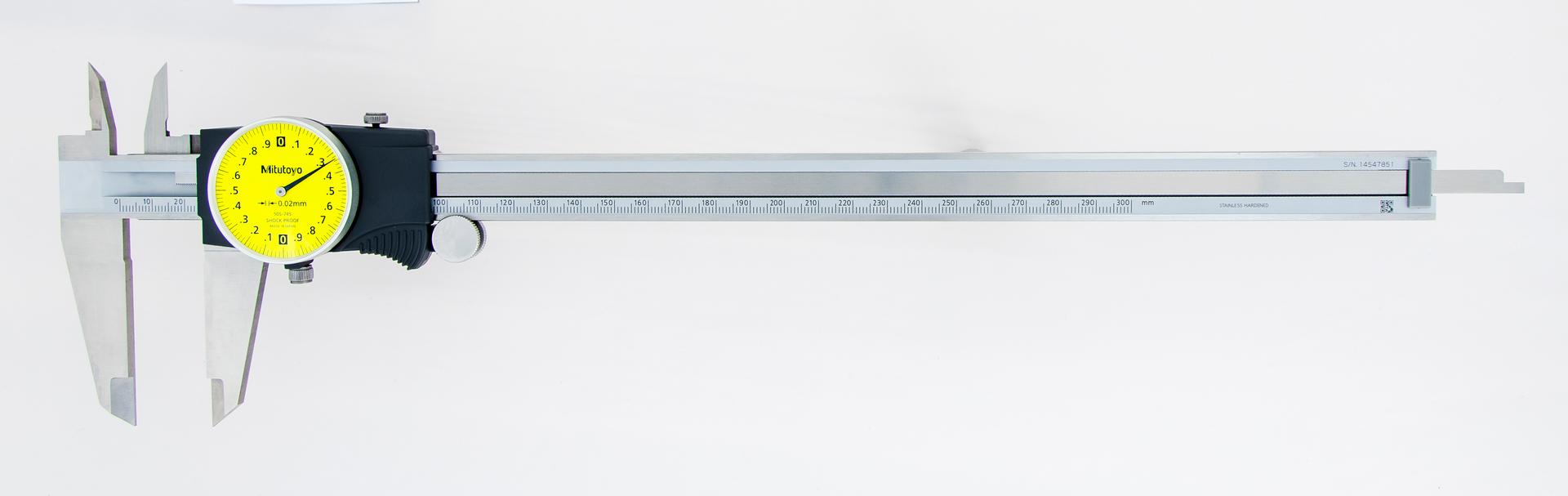 Mitutoyo, 505-745, 0-300mm, 0.02mm Dial Caliper, 2mm/Revolution