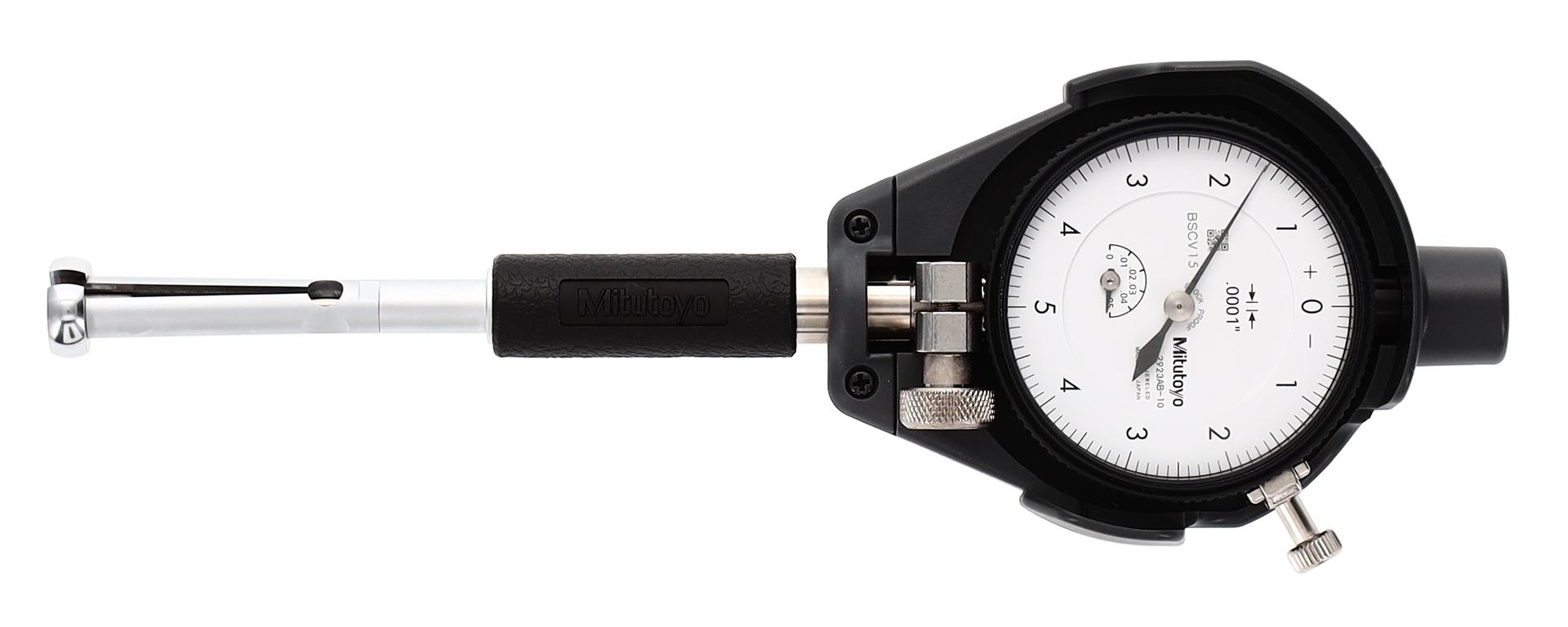 Mitutoyo, 526-123-20, .4-.7 In Dial Bore Gage w/2923SB-10 dial indicator, 0001 In graduation, 2.4 In probe depth