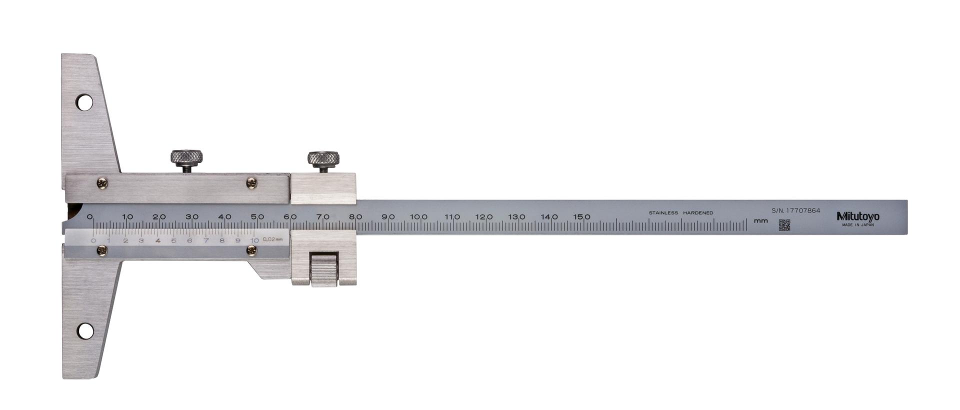 Mitutoyo, 527-101, 0-150mm, 0.02mm Vernier Depth Gage, With Fine Adjustment