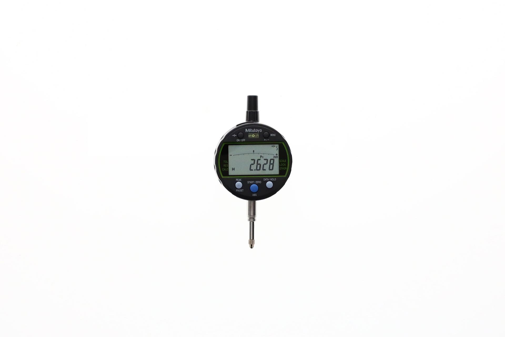 Mitutoyo, 543-300B-10, PEAK HOLD TYPE INDICATOR,12.7MM, 0.0001/0.01MM, 8MM STEM, FLAT BACK