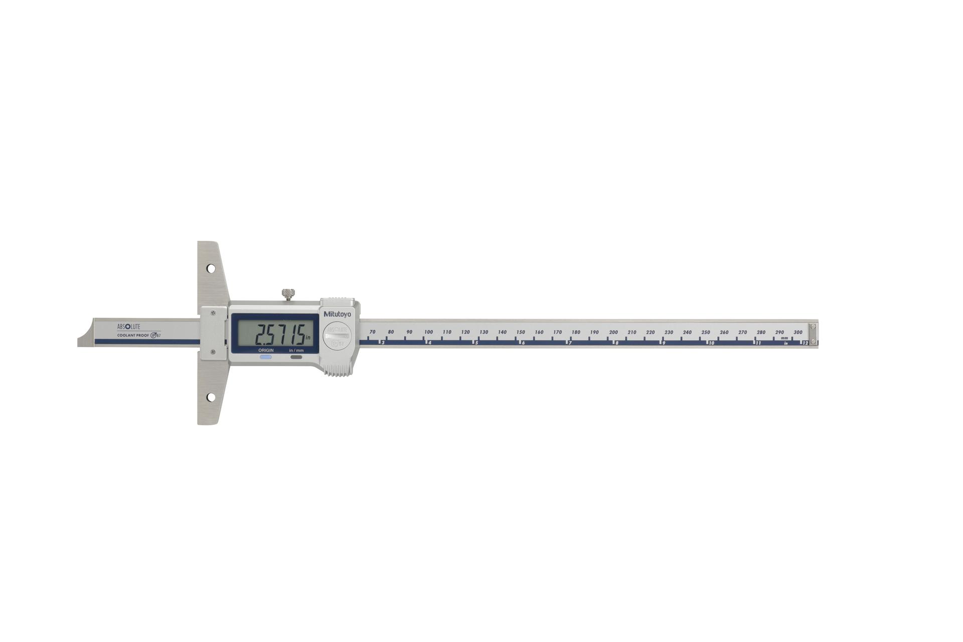 Mitutoyo, 571-263-20, Absolute digimatic depth gage,12in/300mm range, .0005in/.01mm resolution, 320g